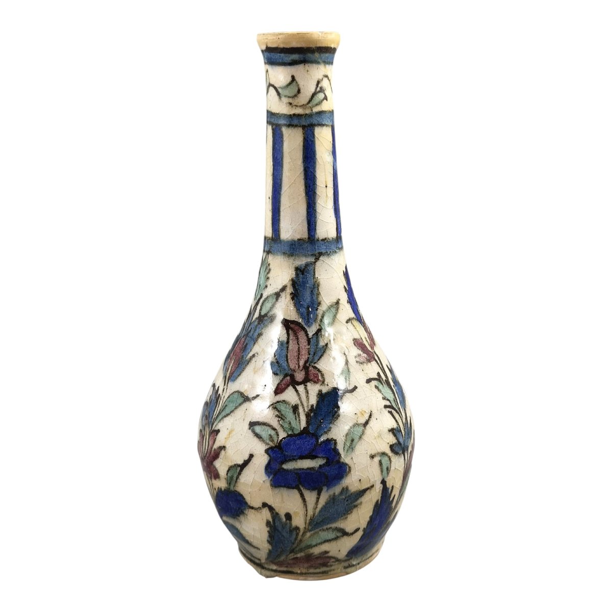 Qajar Stonepaste Bottle Vase With Portrait Decoration, C. 1850–1880-photo-4