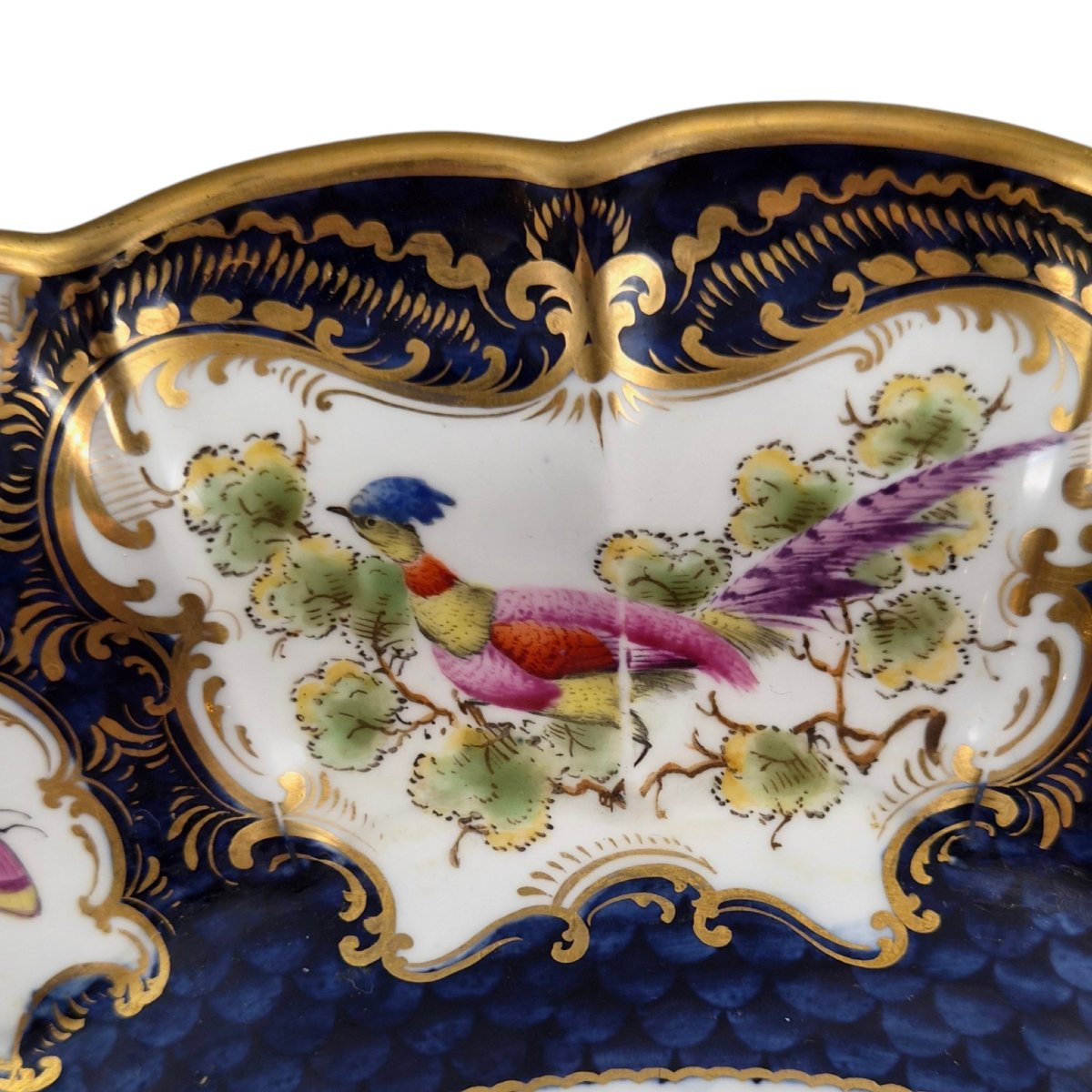 Edwardian Royal Worcester Blue Scale Porcelain Dish, 1901-photo-5