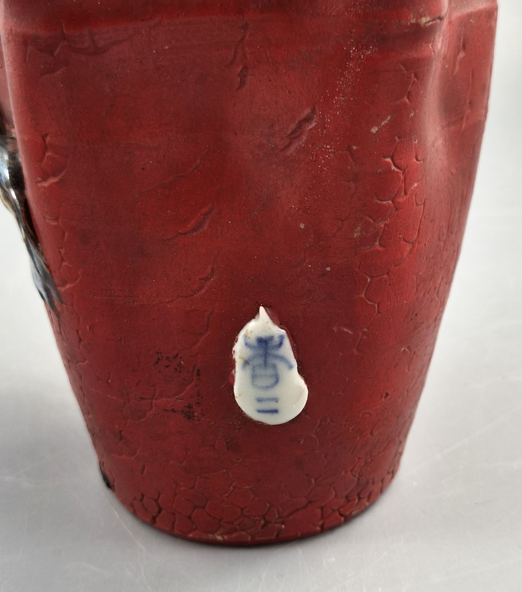 Vase japonais Sumida Gawa signé Ban-ni, sage et karako, flambé lavande, Meiji v. 1900-photo-4