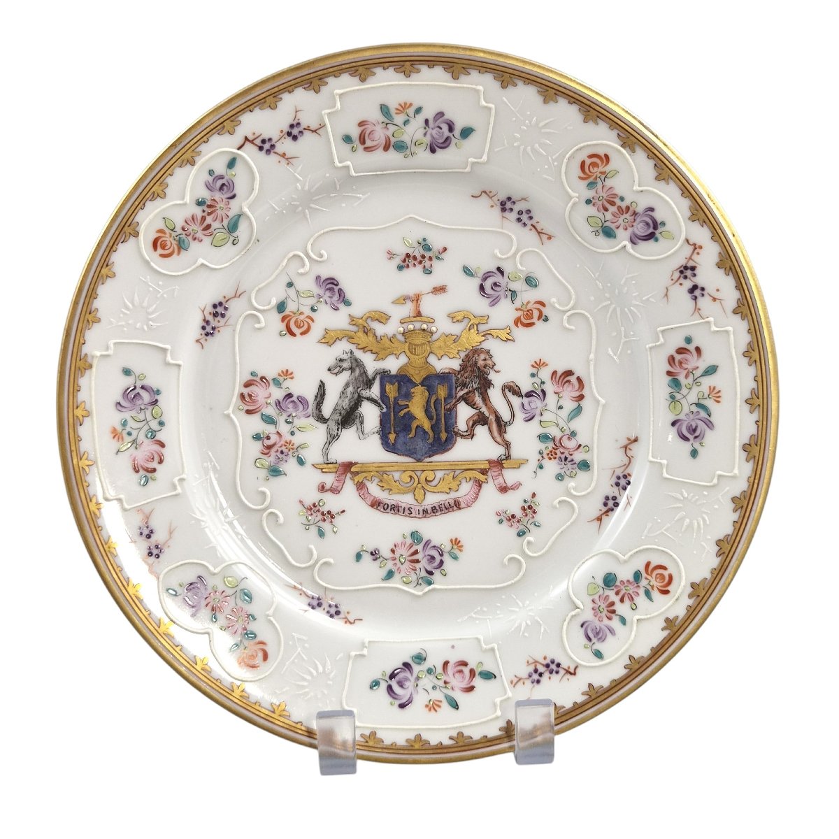Edmé Samson & Cie Paris Armorial Porcelain Plates, C.1890-photo-2