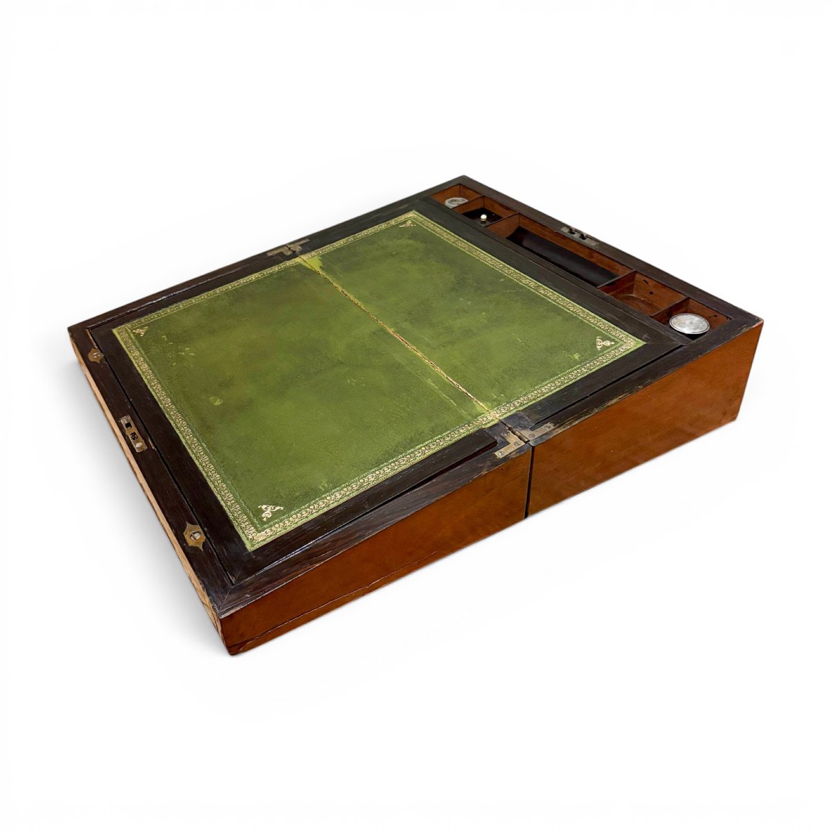 Victorian Mahogany Brass Inlaid Writing Slope With Secret Drawers-photo-2