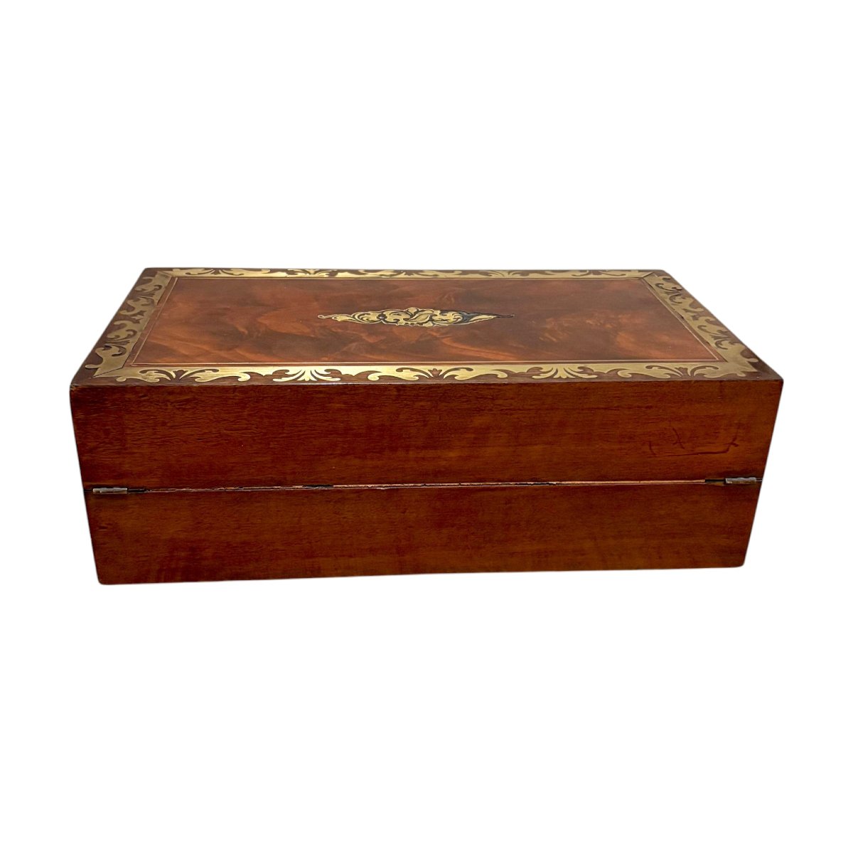 Victorian Mahogany Brass Inlaid Writing Slope With Secret Drawers-photo-4