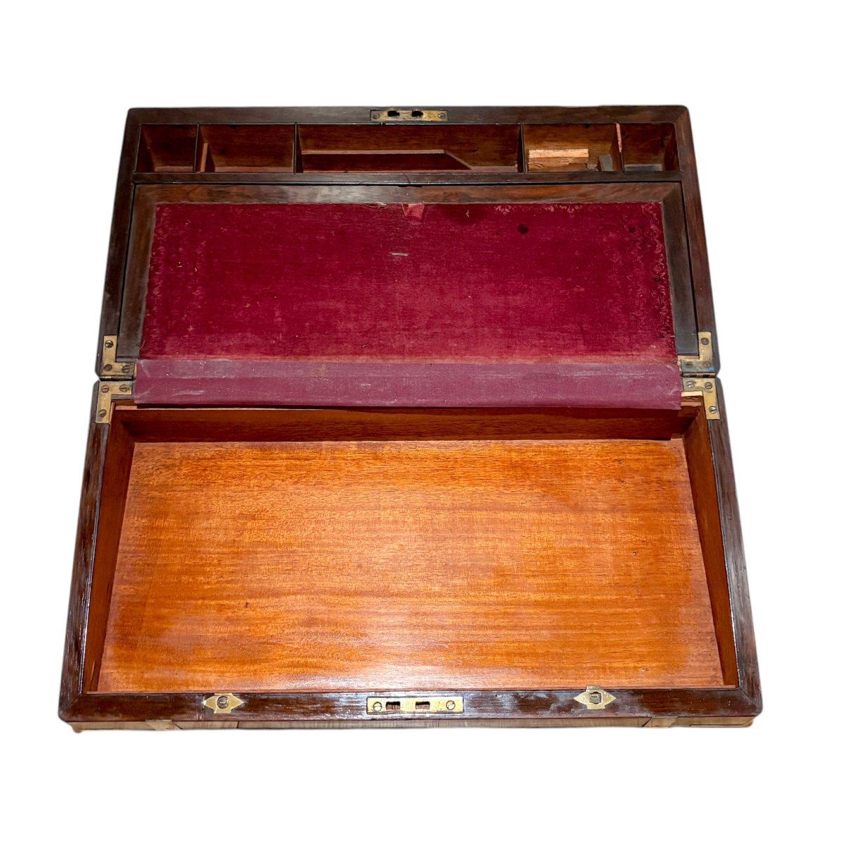Victorian Rosewood Campaign Writing Slope With Working Key & Secret Drawers-photo-1