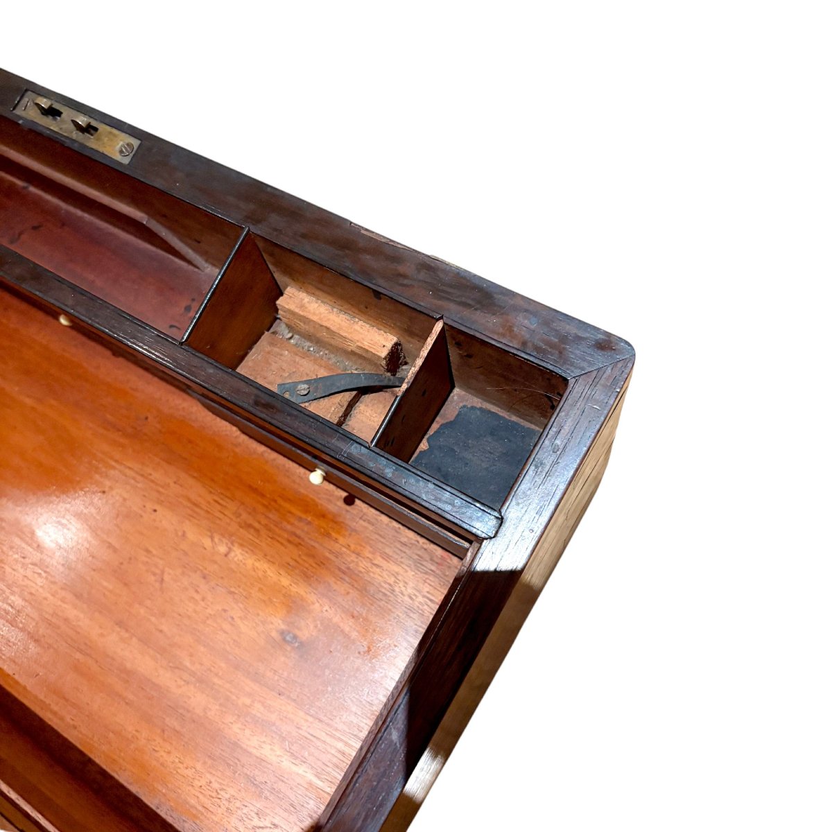 Victorian Rosewood Campaign Writing Slope With Working Key & Secret Drawers-photo-3