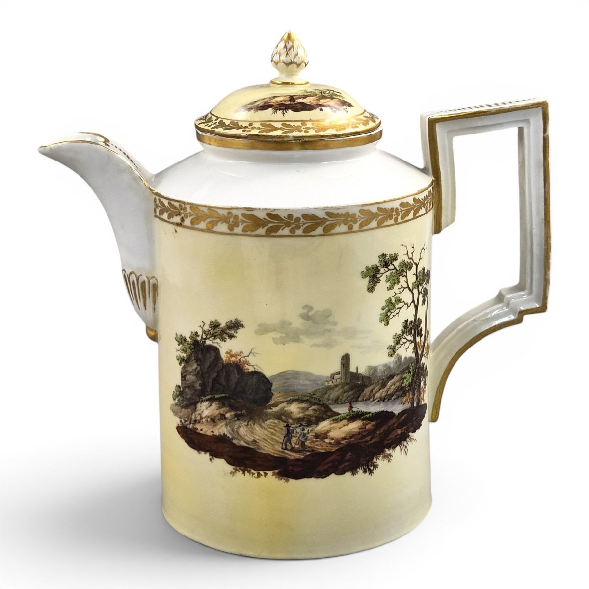 Limbach Thuringia Porcelain Coffee Pot With Landscapes, C.1780-1790