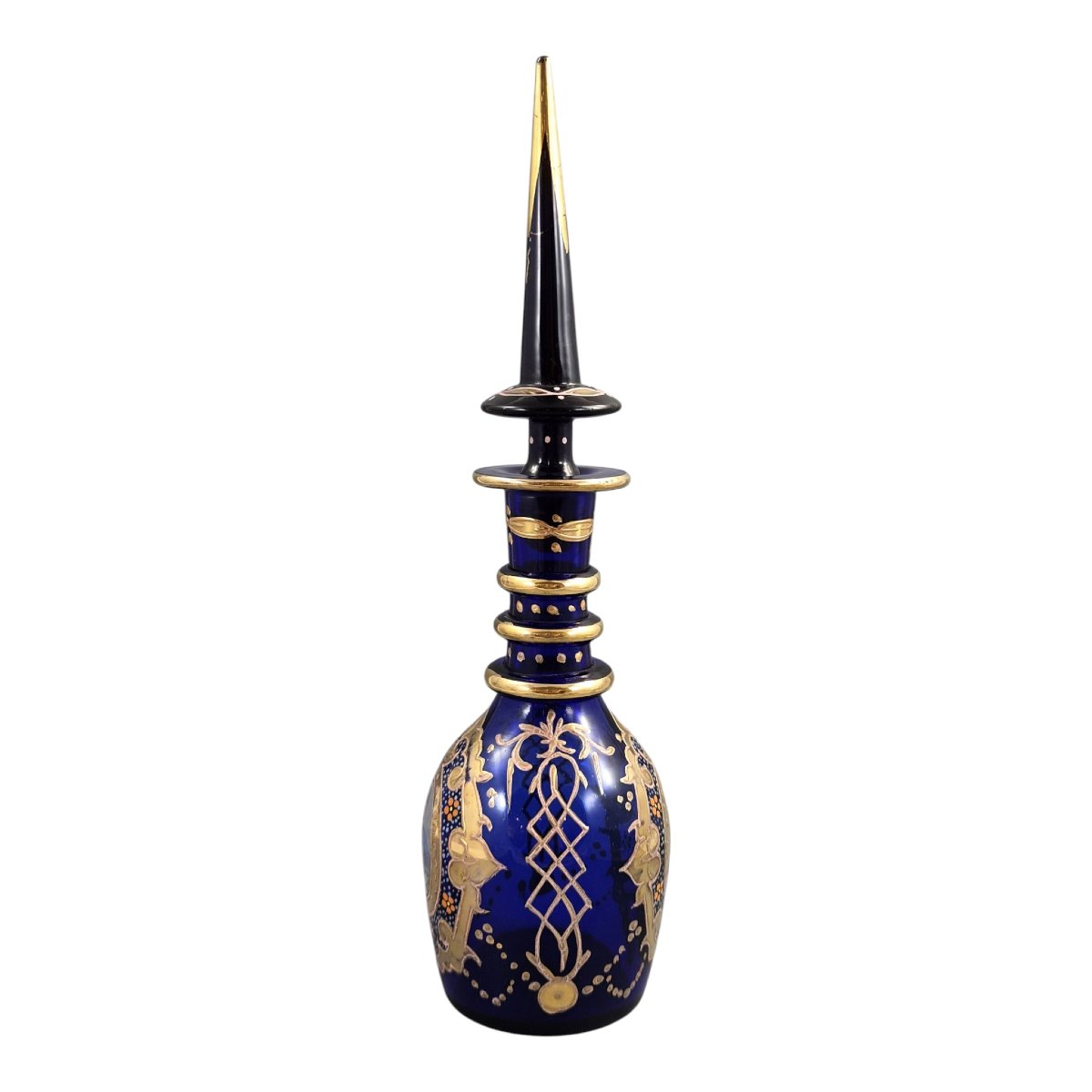 Carafe En Verre Bleu Cobalt Émaillé Pour Le Marché Persan Qajar, Vers 1870-1890-photo-2