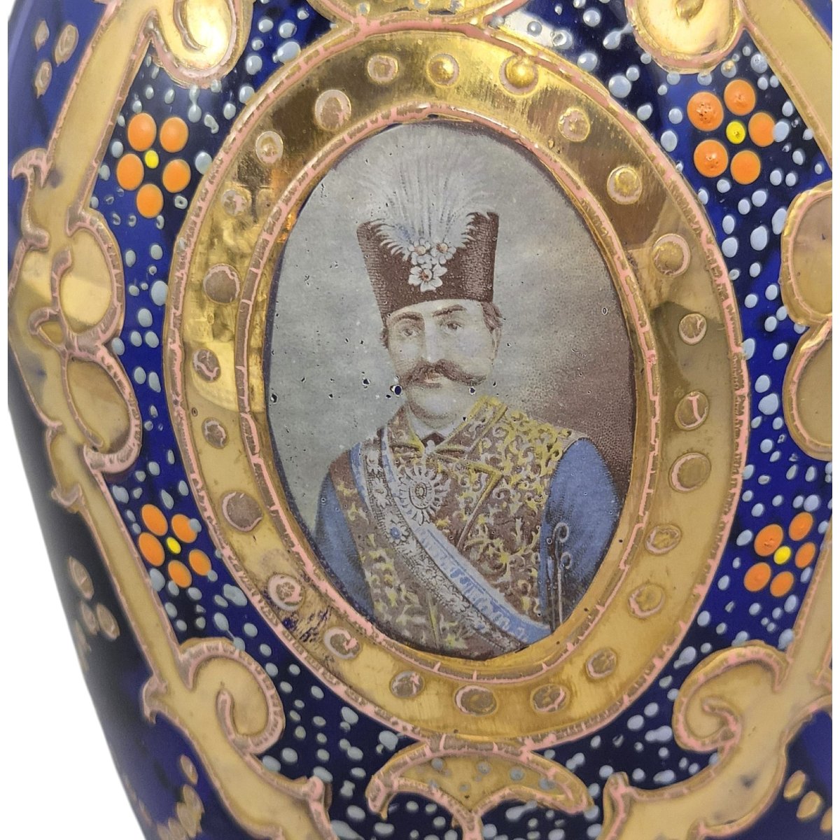 Carafe En Verre Bleu Cobalt Émaillé Pour Le Marché Persan Qajar, Vers 1870-1890-photo-4