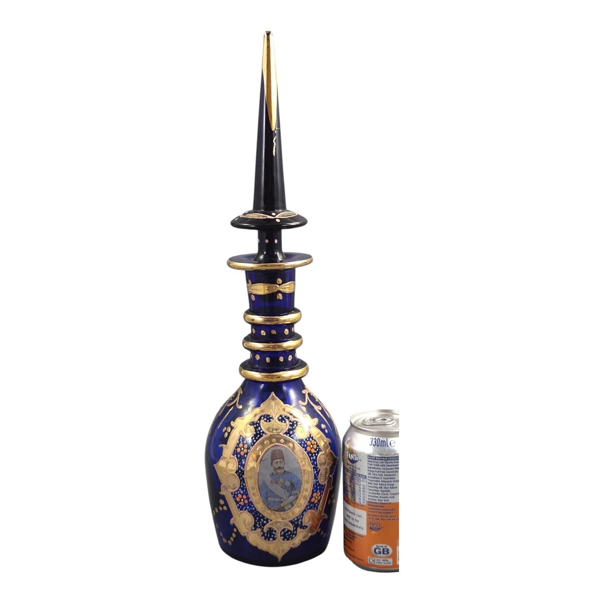 Carafe En Verre Bleu Cobalt Émaillé Pour Le Marché Persan Qajar, Vers 1870-1890-photo-6