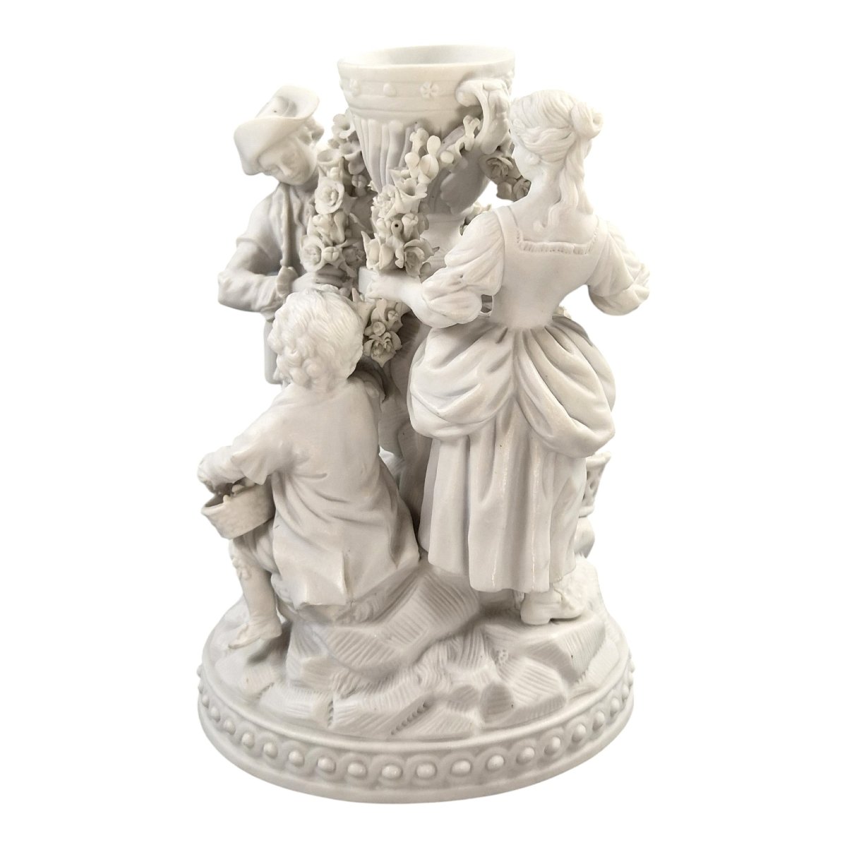 French Biscuit Porcelain Centrepiece Group With Floral Garlands, Vieux Paris-photo-2