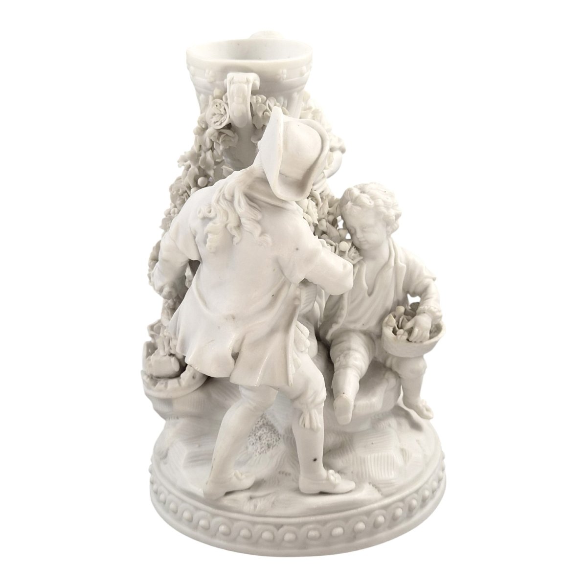 French Biscuit Porcelain Centrepiece Group With Floral Garlands, Vieux Paris-photo-2