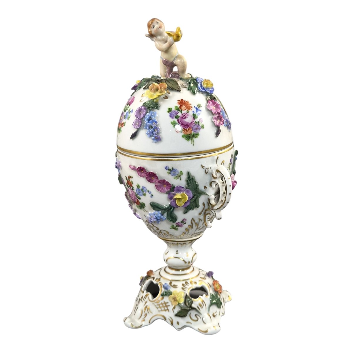 Urne Pot-pourri Couverte En Porcelaine De Carl Thieme, Potschappel Dresde, Vers 1901-photo-2