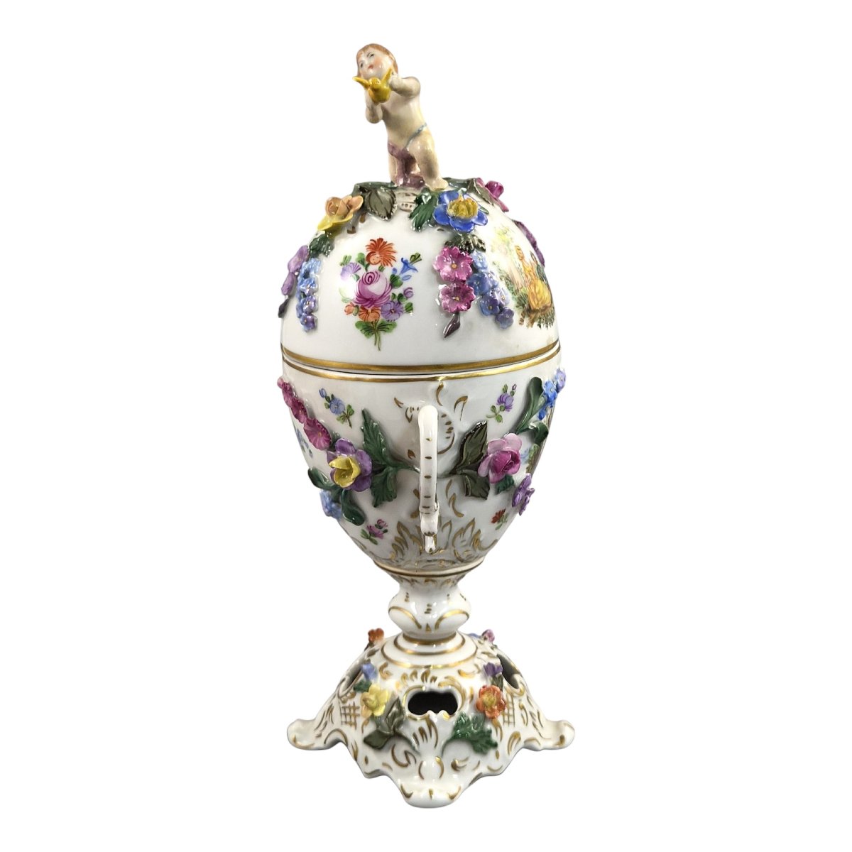 Urne Pot-pourri Couverte En Porcelaine De Carl Thieme, Potschappel Dresde, Vers 1901-photo-3
