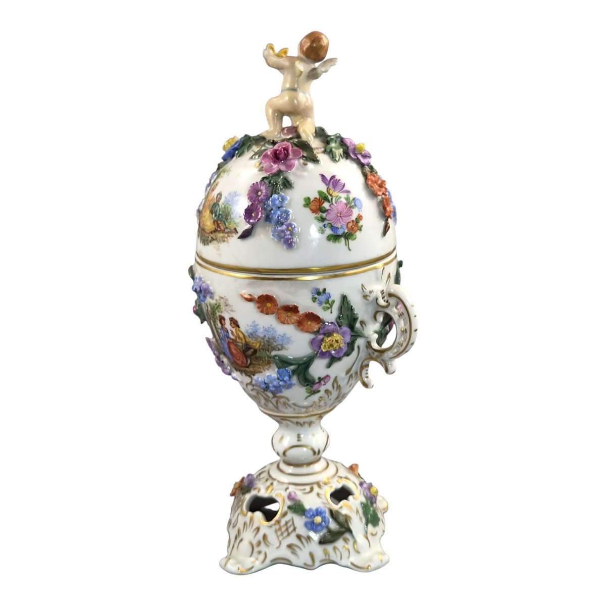Urne Pot-pourri Couverte En Porcelaine De Carl Thieme, Potschappel Dresde, Vers 1901-photo-4