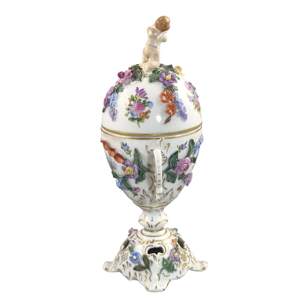 Urne Pot-pourri Couverte En Porcelaine De Carl Thieme, Potschappel Dresde, Vers 1901-photo-1