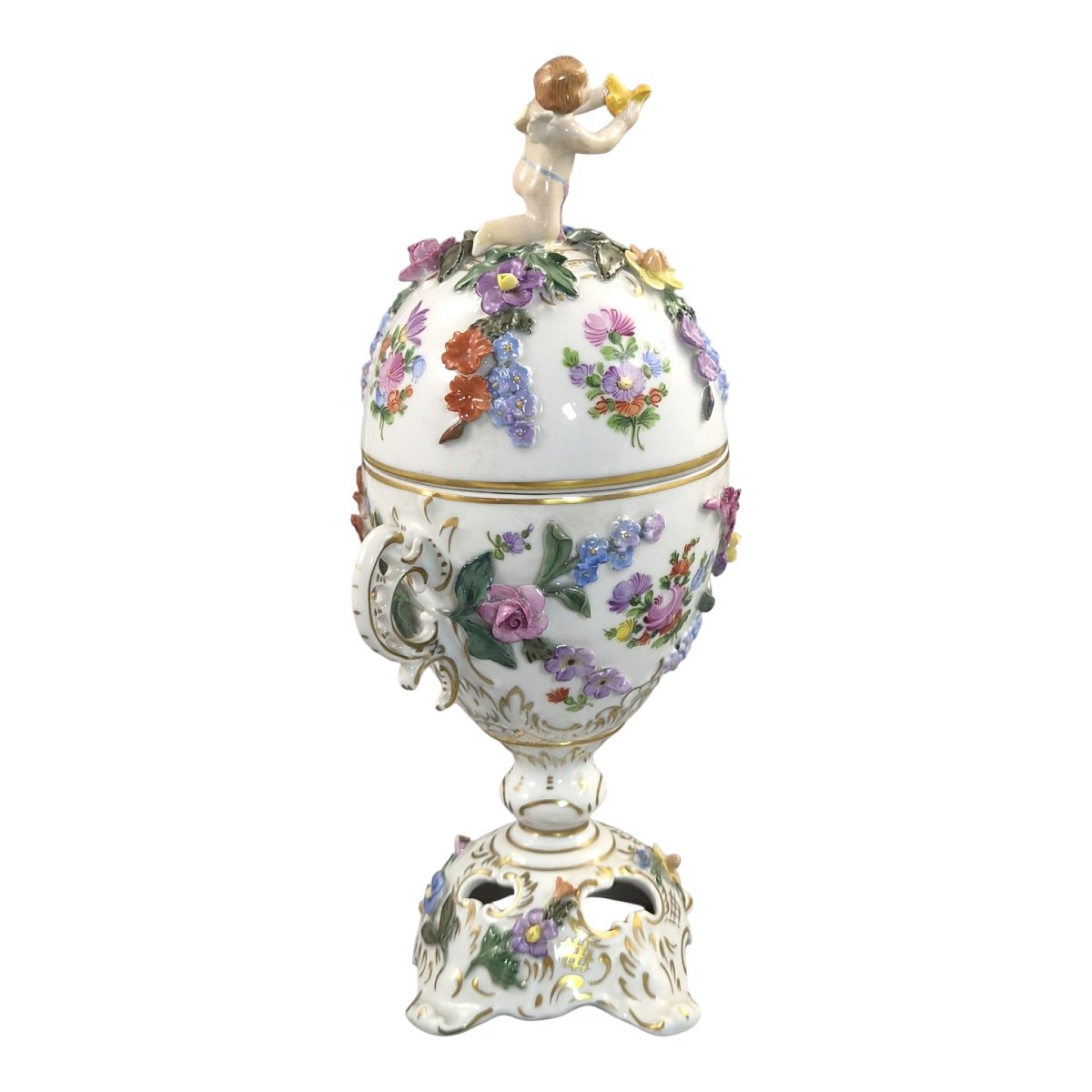 Urne Pot-pourri Couverte En Porcelaine De Carl Thieme, Potschappel Dresde, Vers 1901-photo-2