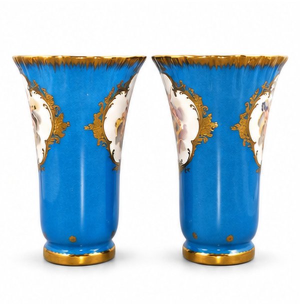 Paire De Vases En Porcelaine Samson Bleu Céleste Dans Le Goût De Sèvres, Vers 1860-1870-photo-3