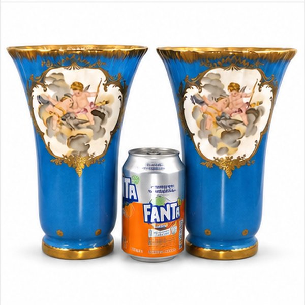 Paire De Vases En Porcelaine Samson Bleu Céleste Dans Le Goût De Sèvres, Vers 1860-1870-photo-4