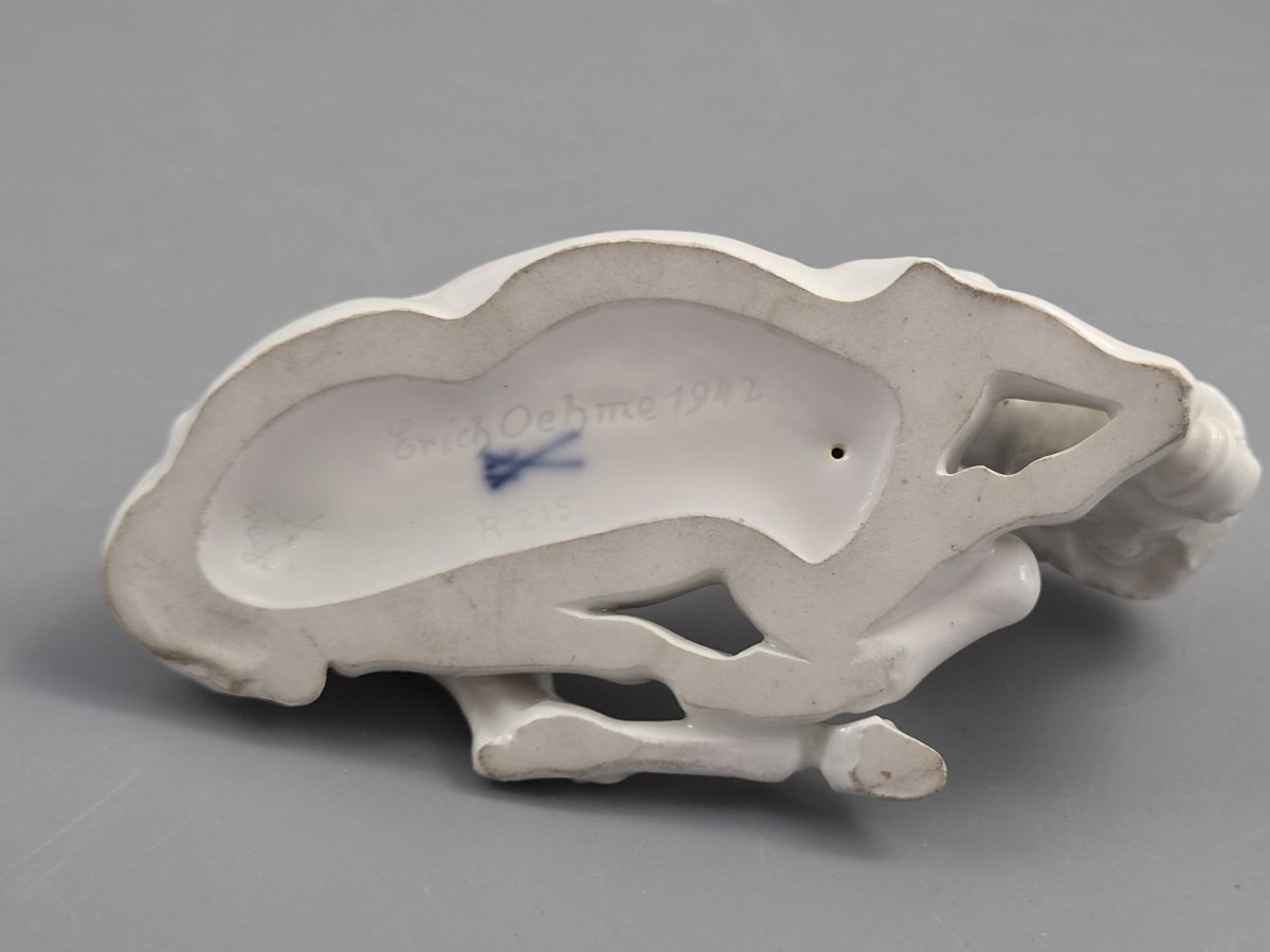 Figurine d’âne en porcelaine blanche « Blanc de Chine » de Meissen, par Erich Oehme-photo-1