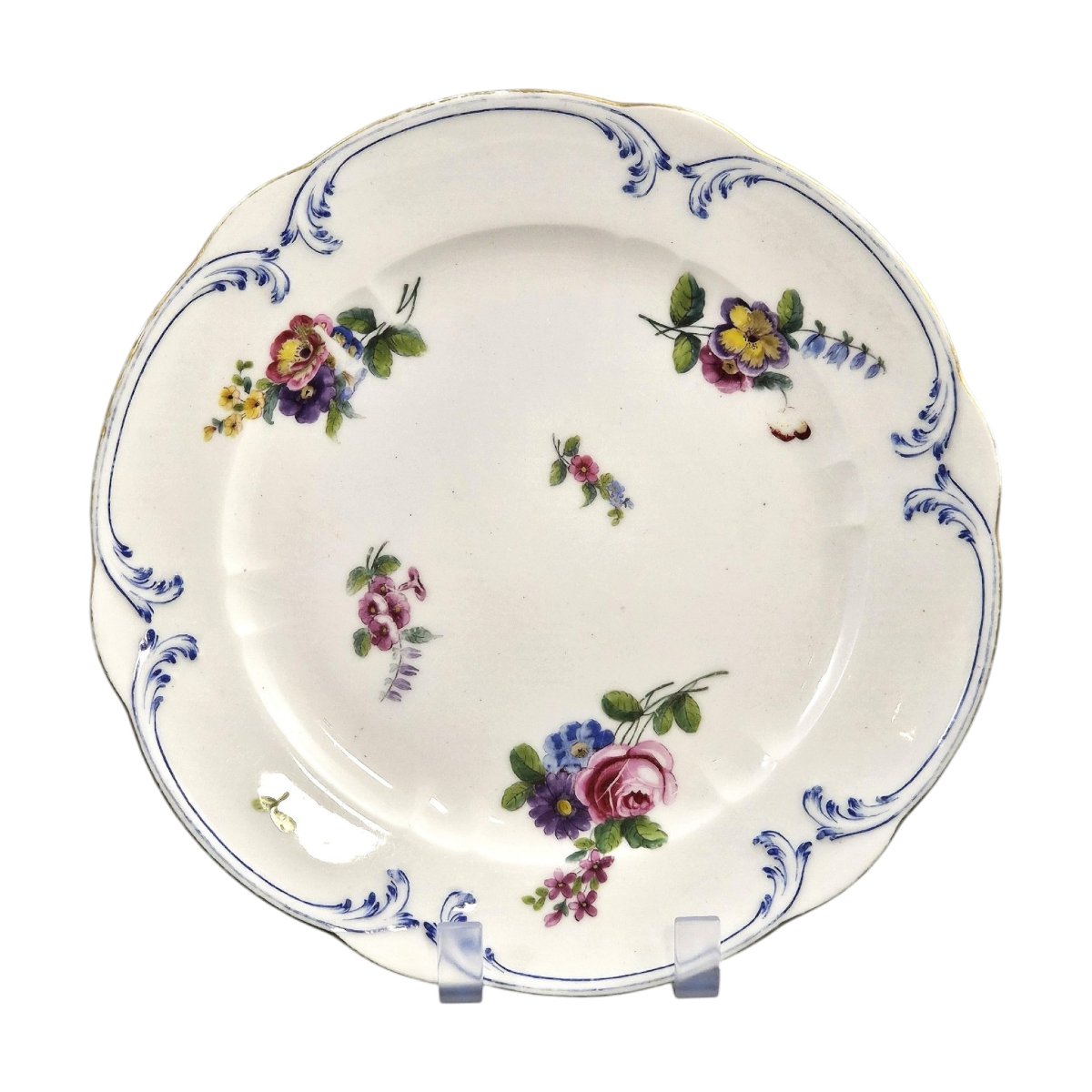 Assiette en porcelaine tendre de Sèvres peinte par Ambroise Michel, 1777-photo-2