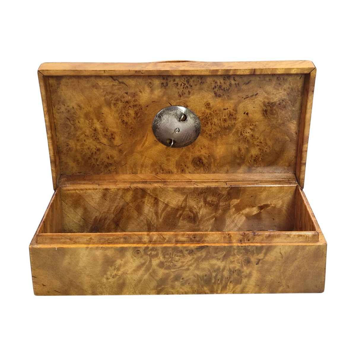 1914 Russian Karelian Birch Officer’s Box With Silver Enamel Regimental Badge-photo-2