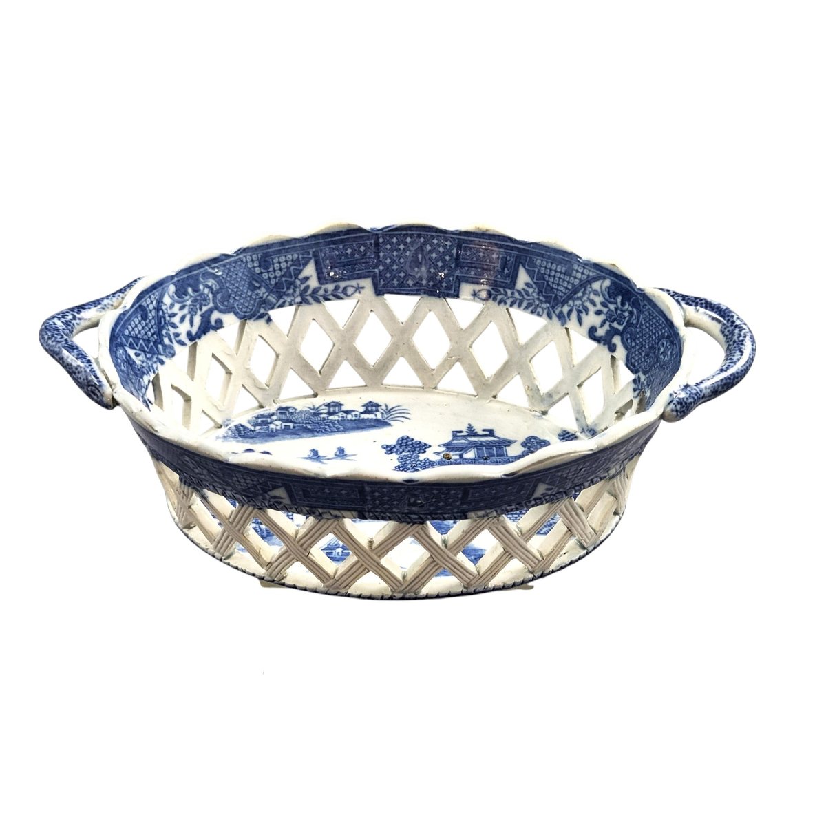 Regency Spode Reticulated Chestnut Basket, Long Bridge Pattern, C.1810-1815-photo-2