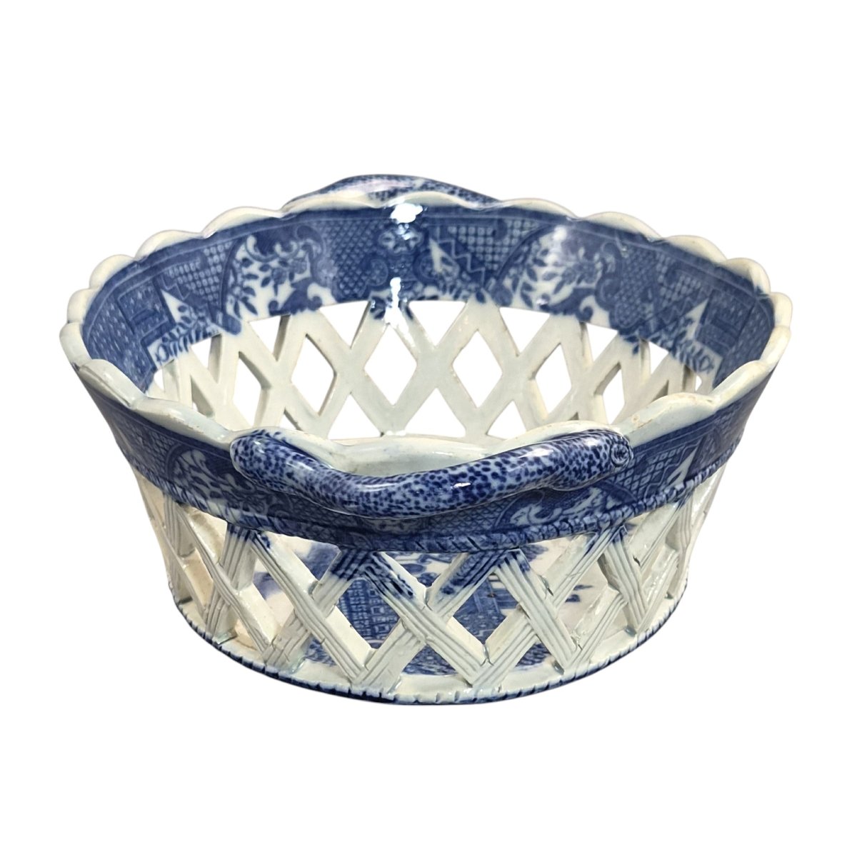 Regency Spode Reticulated Chestnut Basket, Long Bridge Pattern, C.1810-1815-photo-3