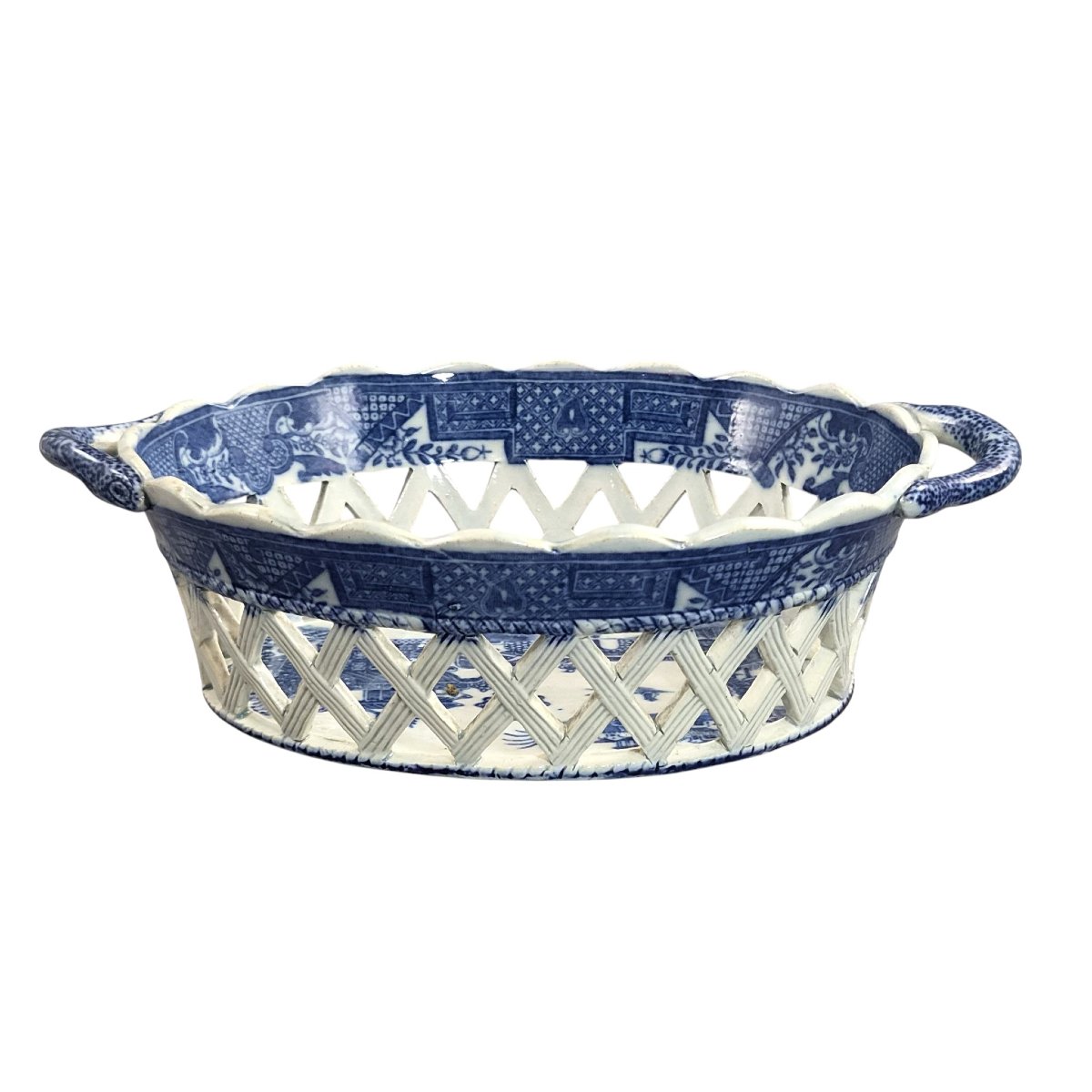 Regency Spode Reticulated Chestnut Basket, Long Bridge Pattern, C.1810-1815-photo-4
