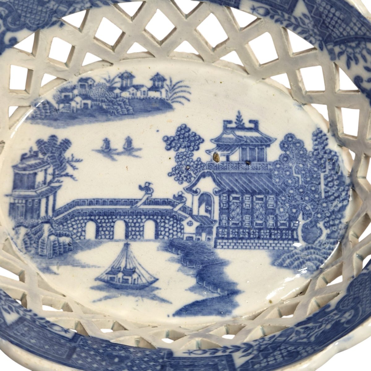 Regency Spode Reticulated Chestnut Basket, Long Bridge Pattern, C.1810-1815-photo-5