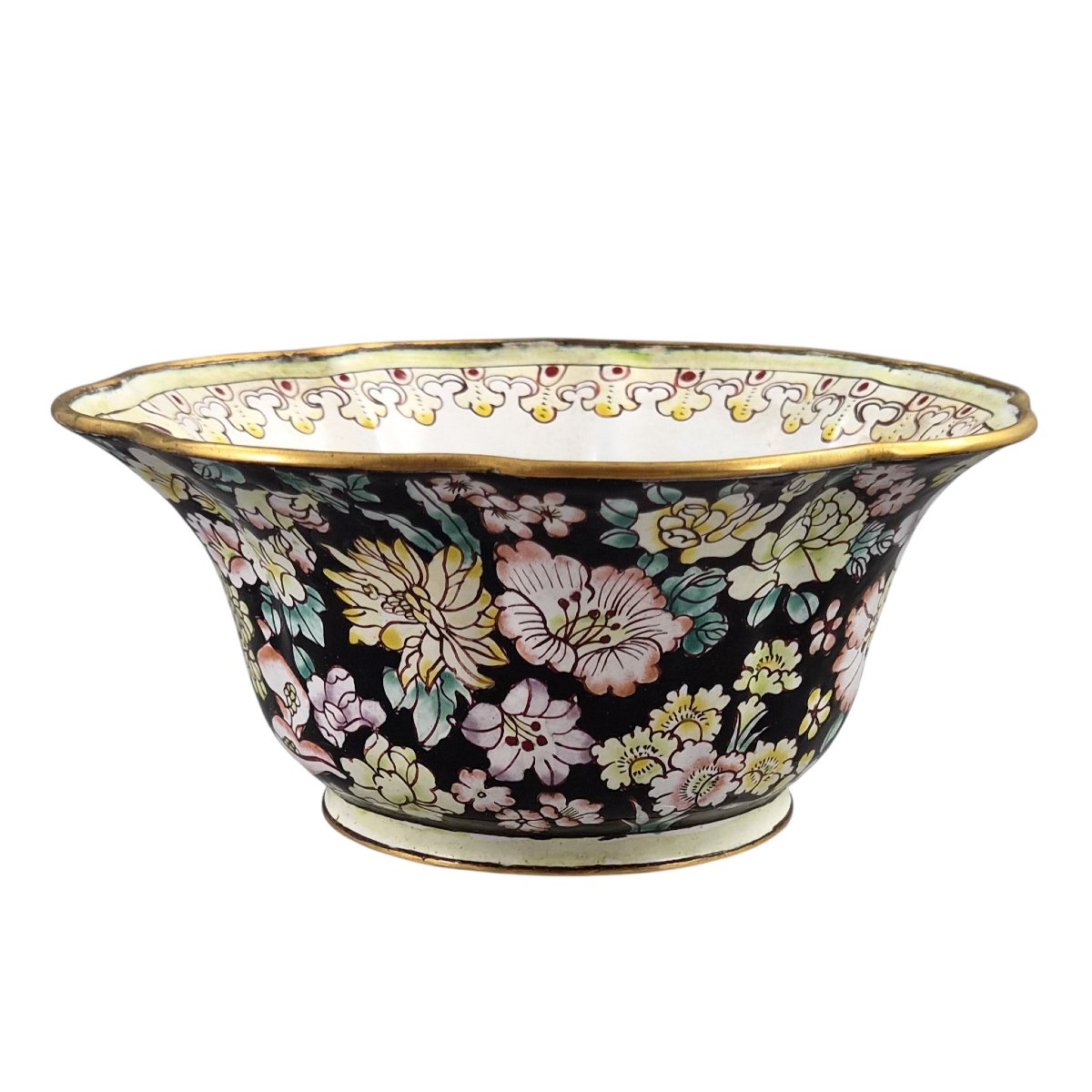 Coupe En Émail Peint De Canton Sur Cuivre Famille Noire, Vers 1885-1905-photo-2