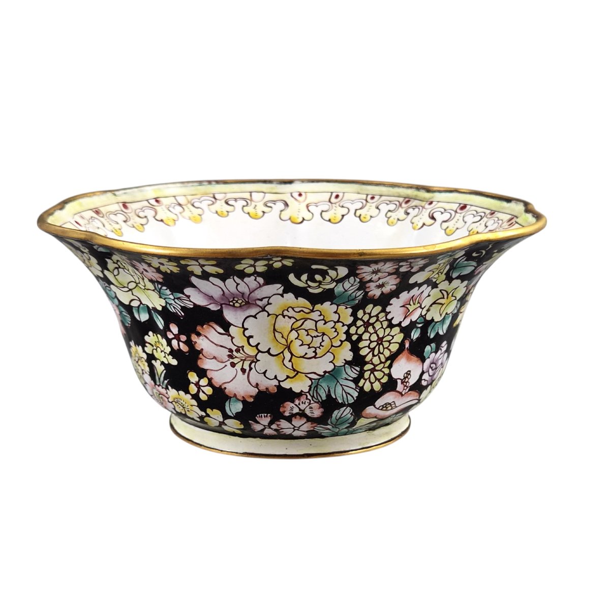 Coupe En Émail Peint De Canton Sur Cuivre Famille Noire, Vers 1885-1905-photo-3