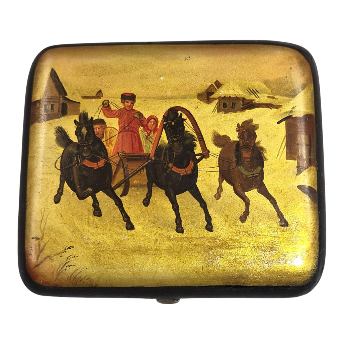 Russian Papier-mâché Lacquer Cigarette Case Attributed To Vishnyakov, C.1850-1870