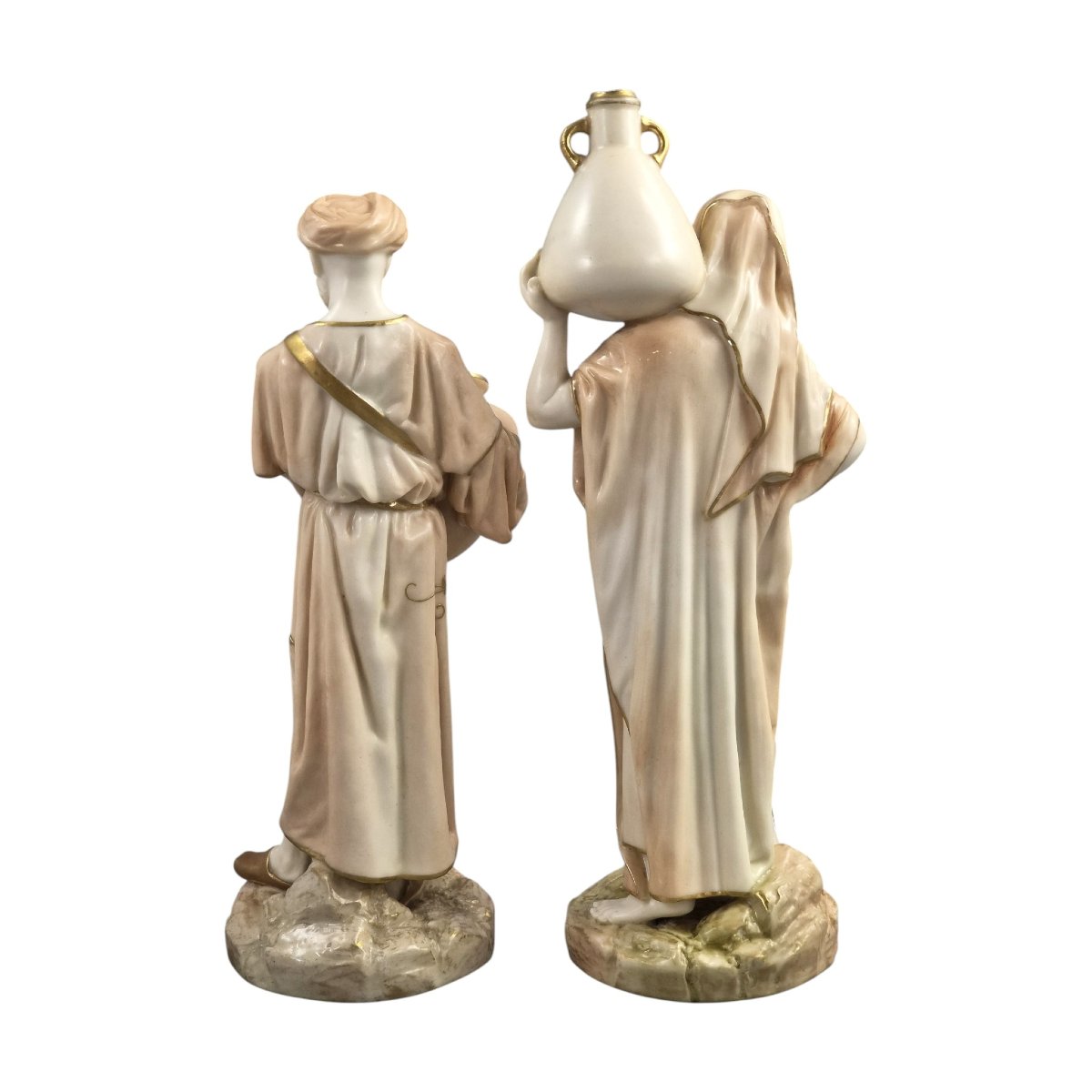 Royal Worcester Blush Ivory Orientalist Figures Of Cairo Water Carriers By James Hadley, 1901-photo-3