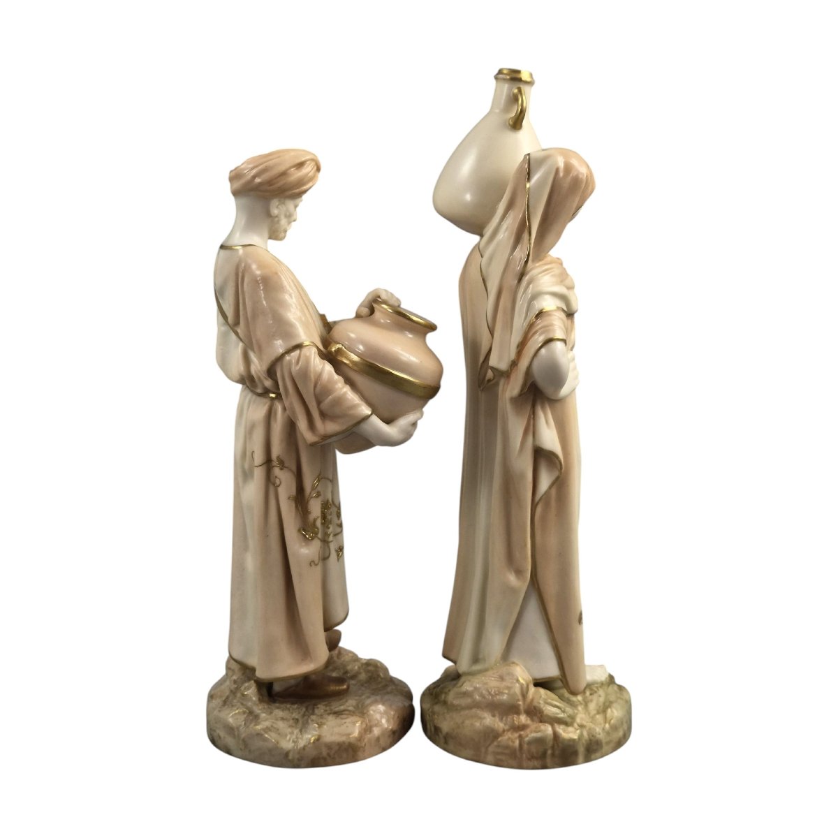 Royal Worcester Blush Ivory Orientalist Figures Of Cairo Water Carriers By James Hadley, 1901-photo-4