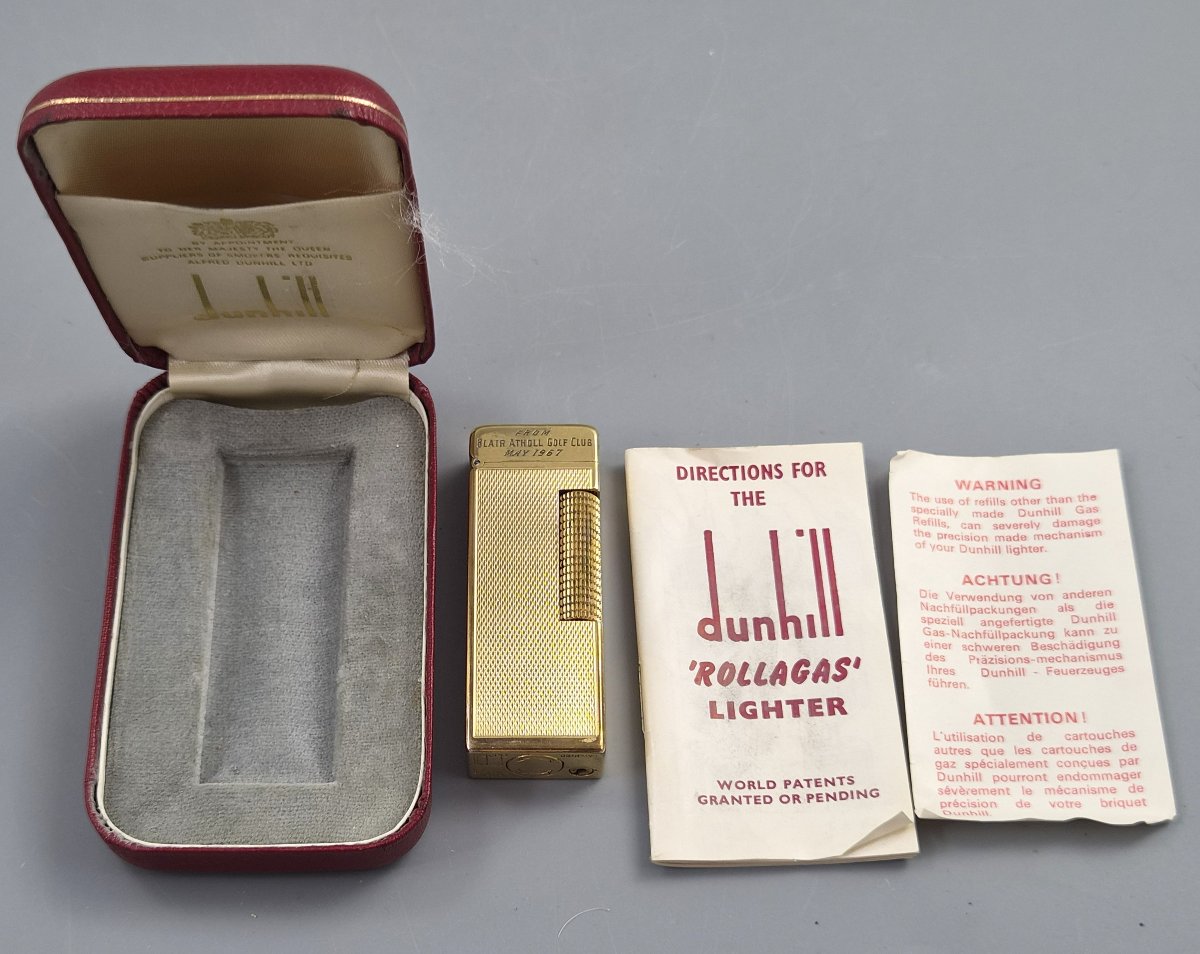 Vintage 1967 Dunhill Rollagas Gold Plated Lighter Blair Atholl
