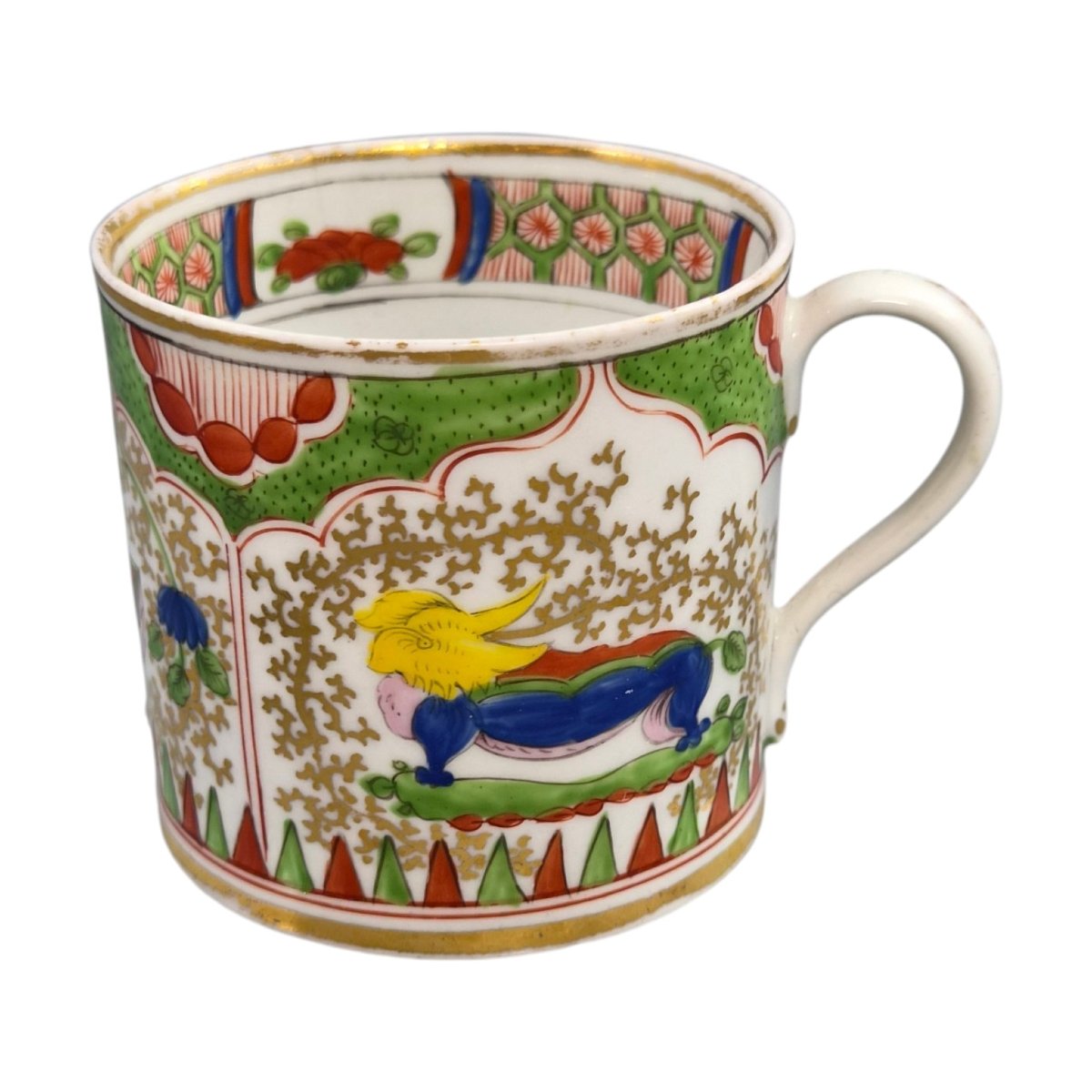 Worcester Dragon In Compartments Coffee Cup And Saucer, England, C.1820-photo-2