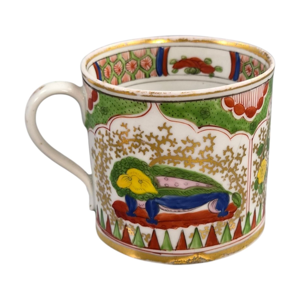 Worcester Dragon In Compartments Coffee Cup And Saucer, England, C.1820-photo-4
