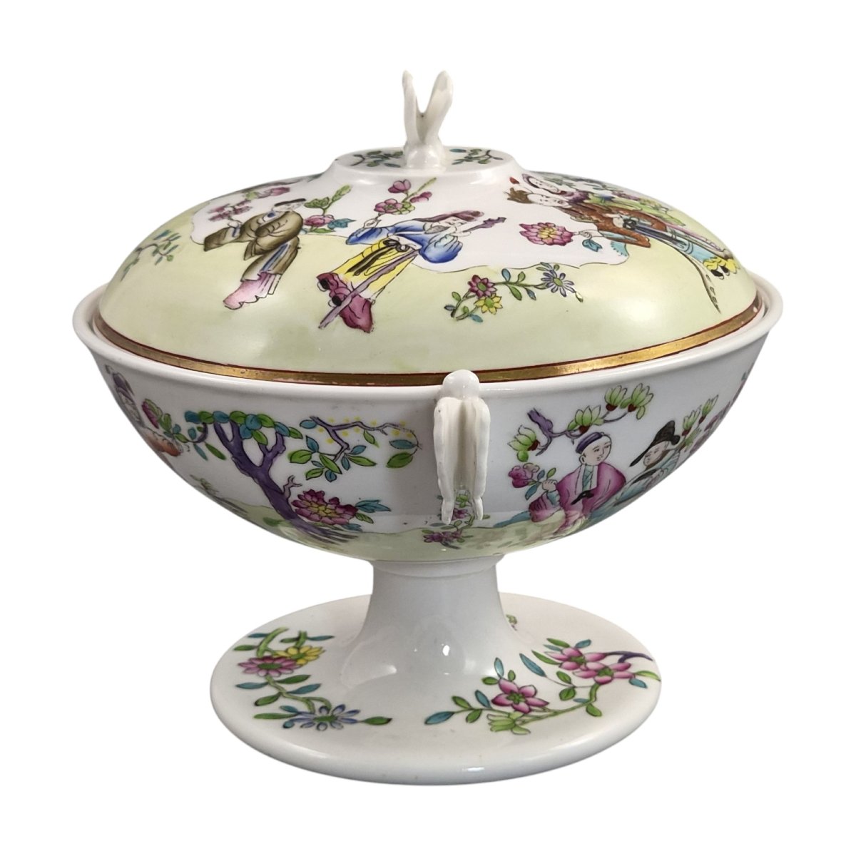 Rare Coupe Couverte en Porcelaine Felspar Spode à Anses Papillon, vers 1821-photo-2