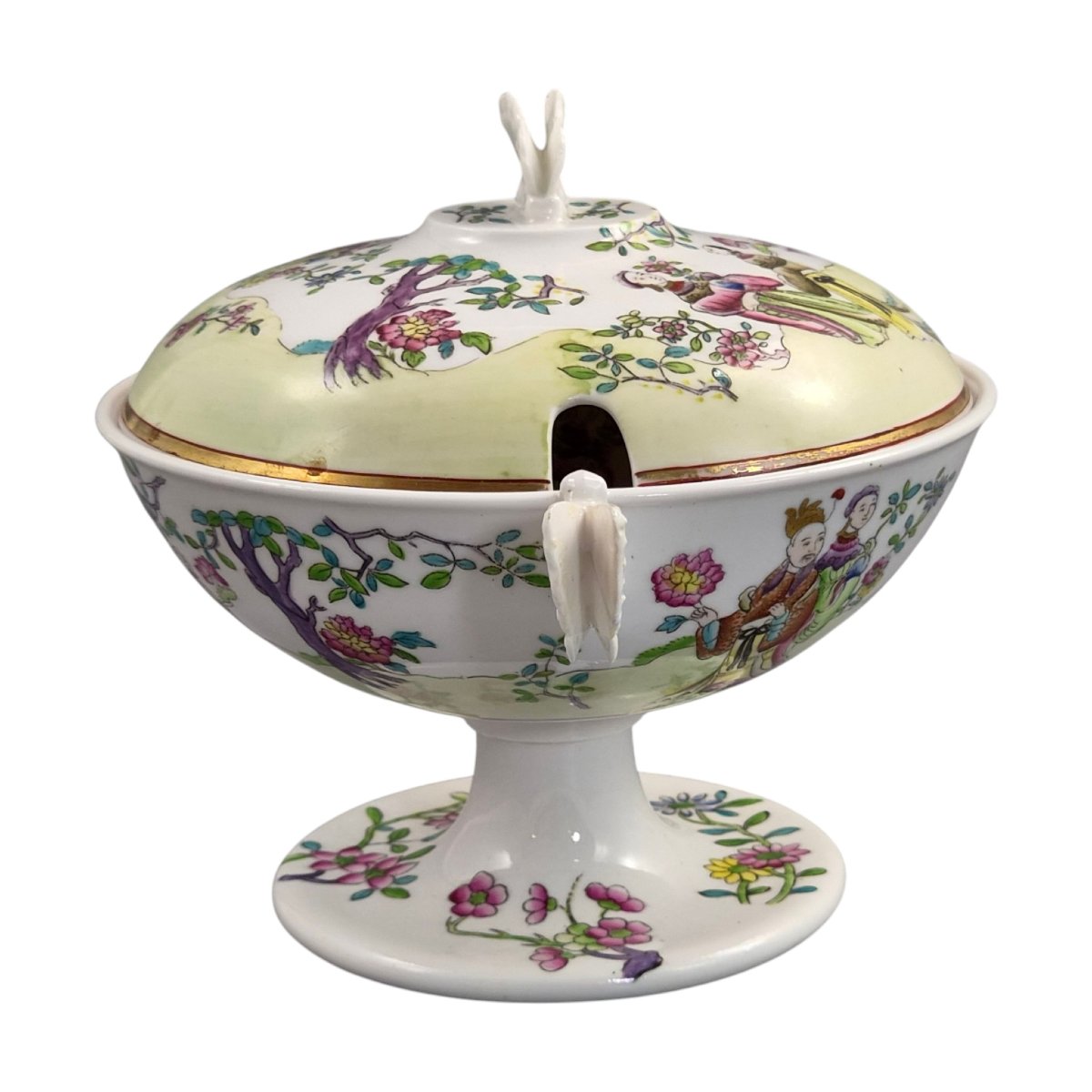 Rare Coupe Couverte en Porcelaine Felspar Spode à Anses Papillon, vers 1821-photo-4