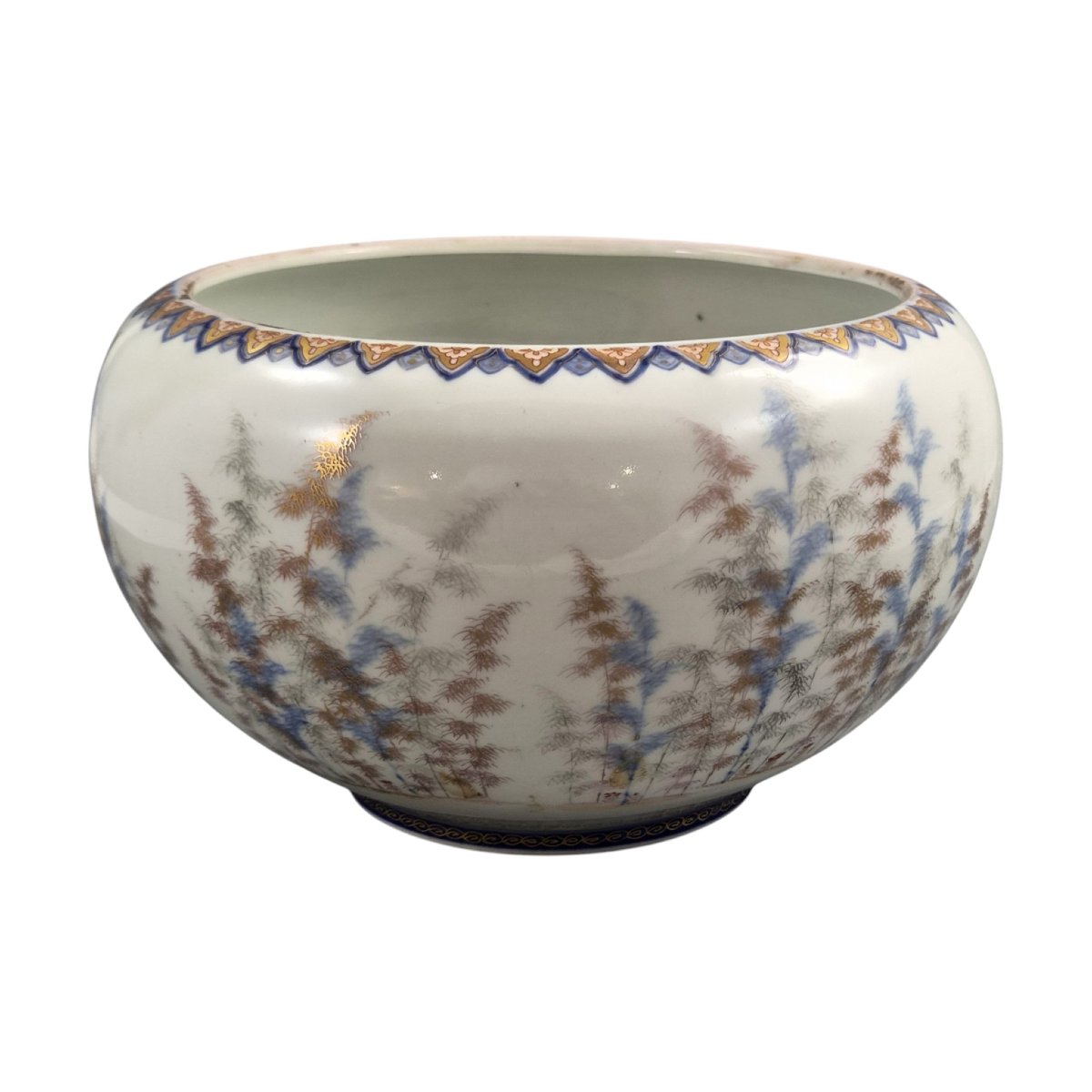 Large Fukagawa Porcelain Fish Bowl With Koi Carp, Japan, C.1894-photo-2
