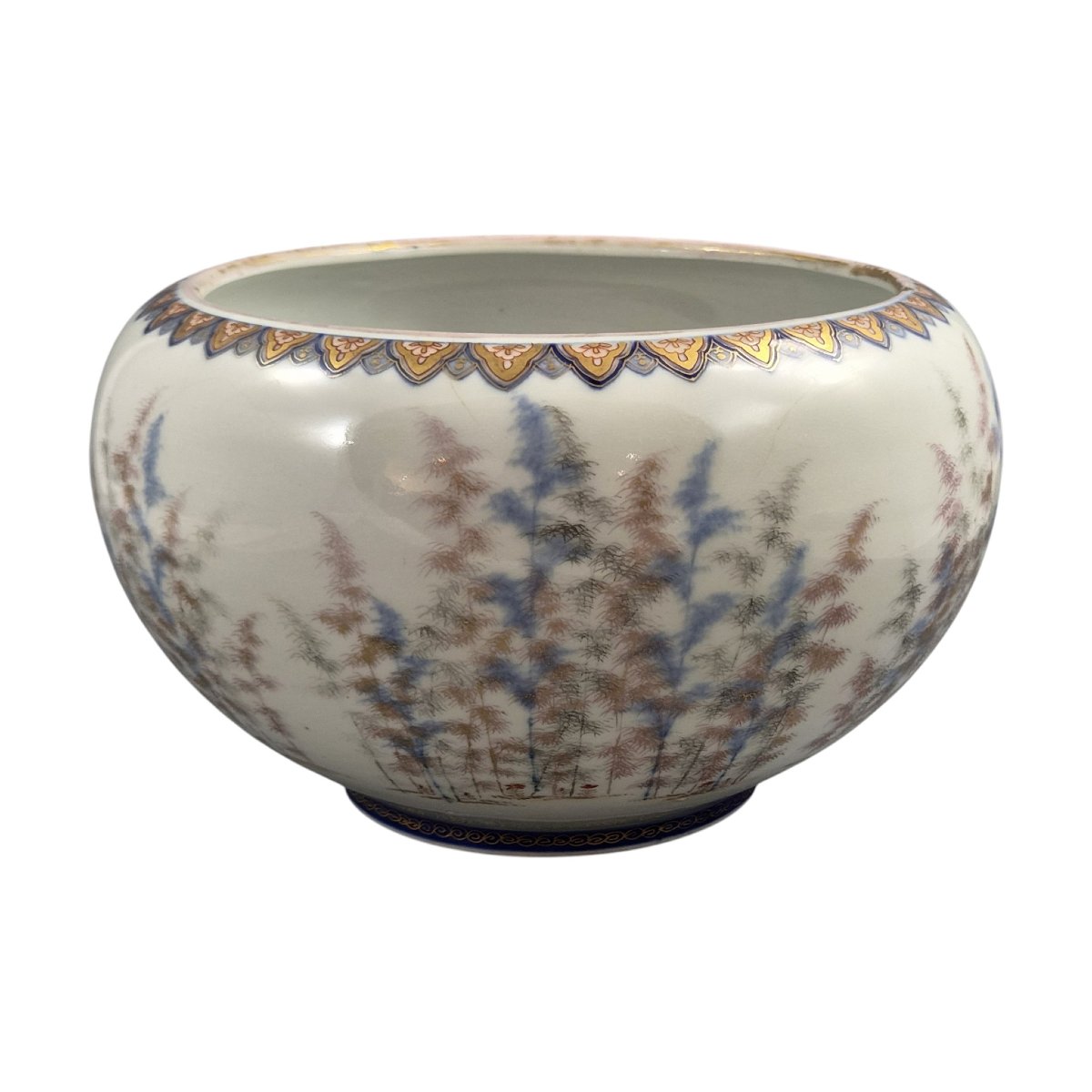 Large Fukagawa Porcelain Fish Bowl With Koi Carp, Japan, C.1894-photo-1