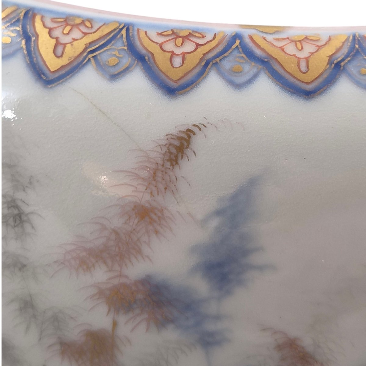 Large Fukagawa Porcelain Fish Bowl With Koi Carp, Japan, C.1894-photo-7