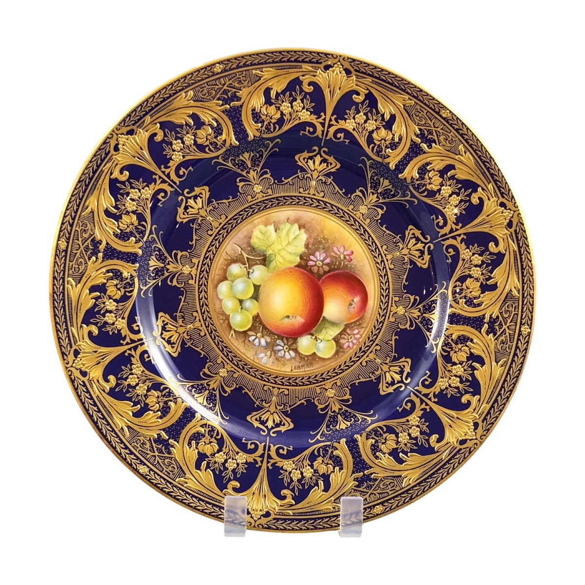 Assiette de cabinet Royal Worcester « Painted Fruit » par Brian Leaman, vers 1970-photo-3
