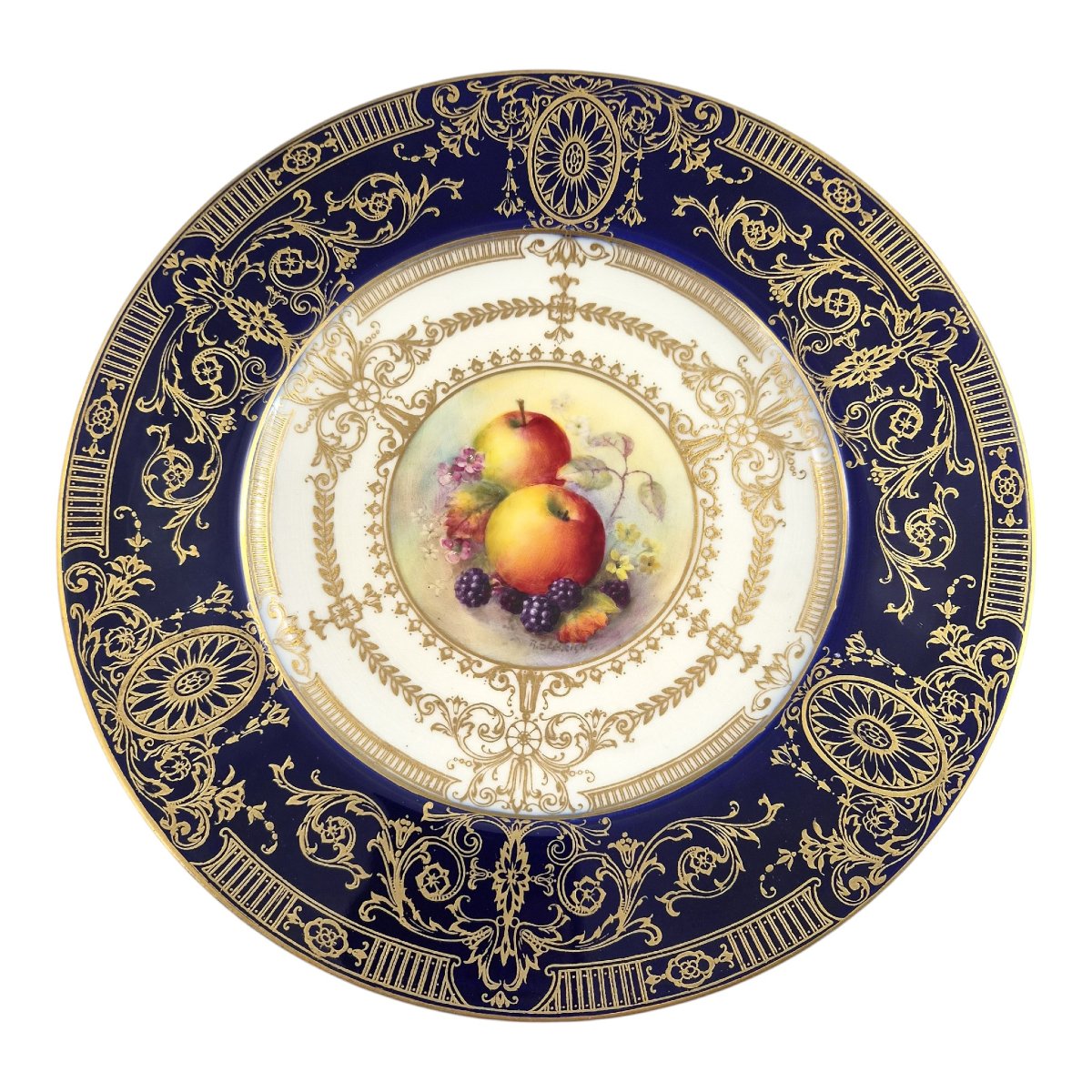 Assiette de cabinet Royal Worcester « Painted Fruit » signée Richard Sebright, 1935-photo-7