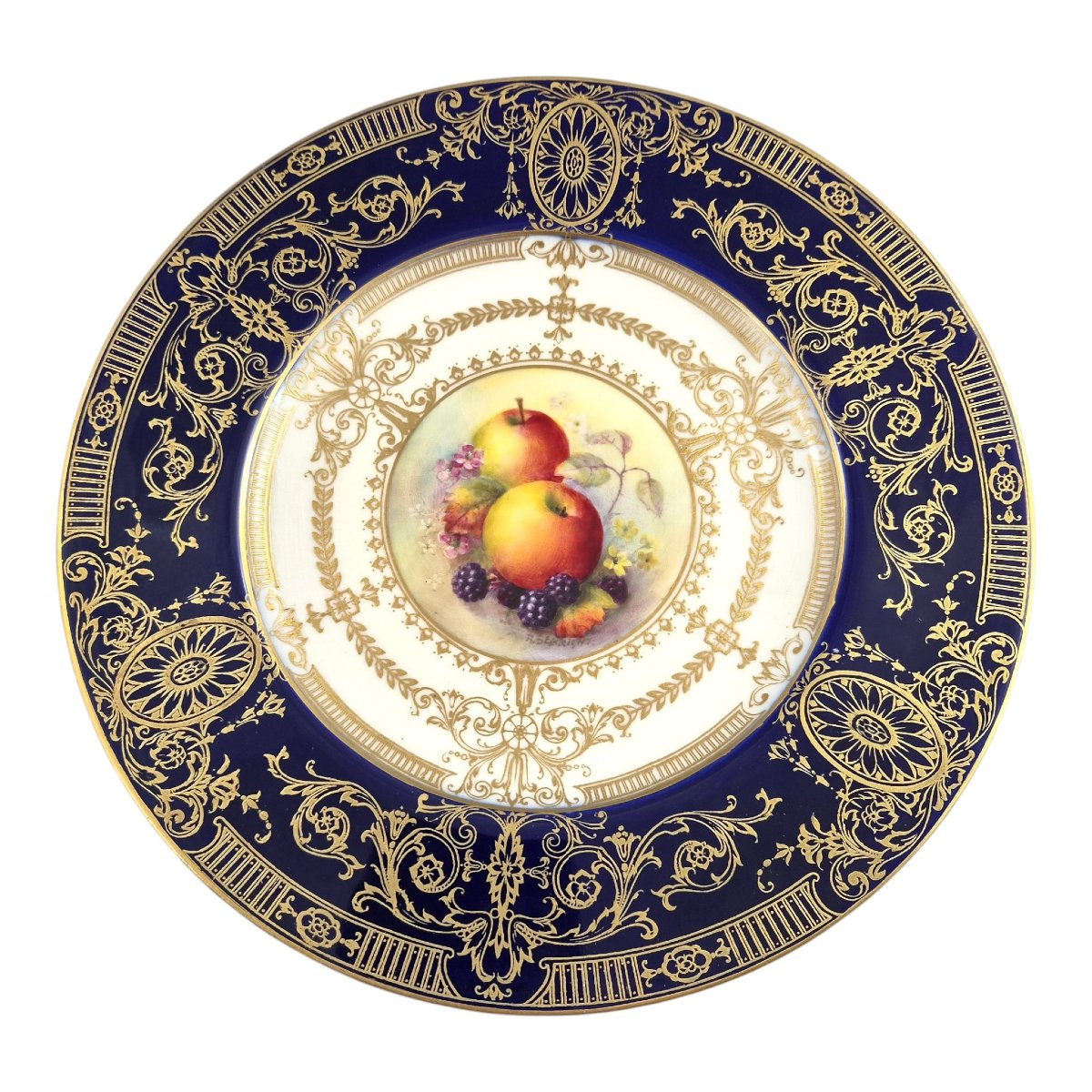 Assiette de cabinet Royal Worcester « Painted Fruit » signée Richard Sebright, 1935-photo-8