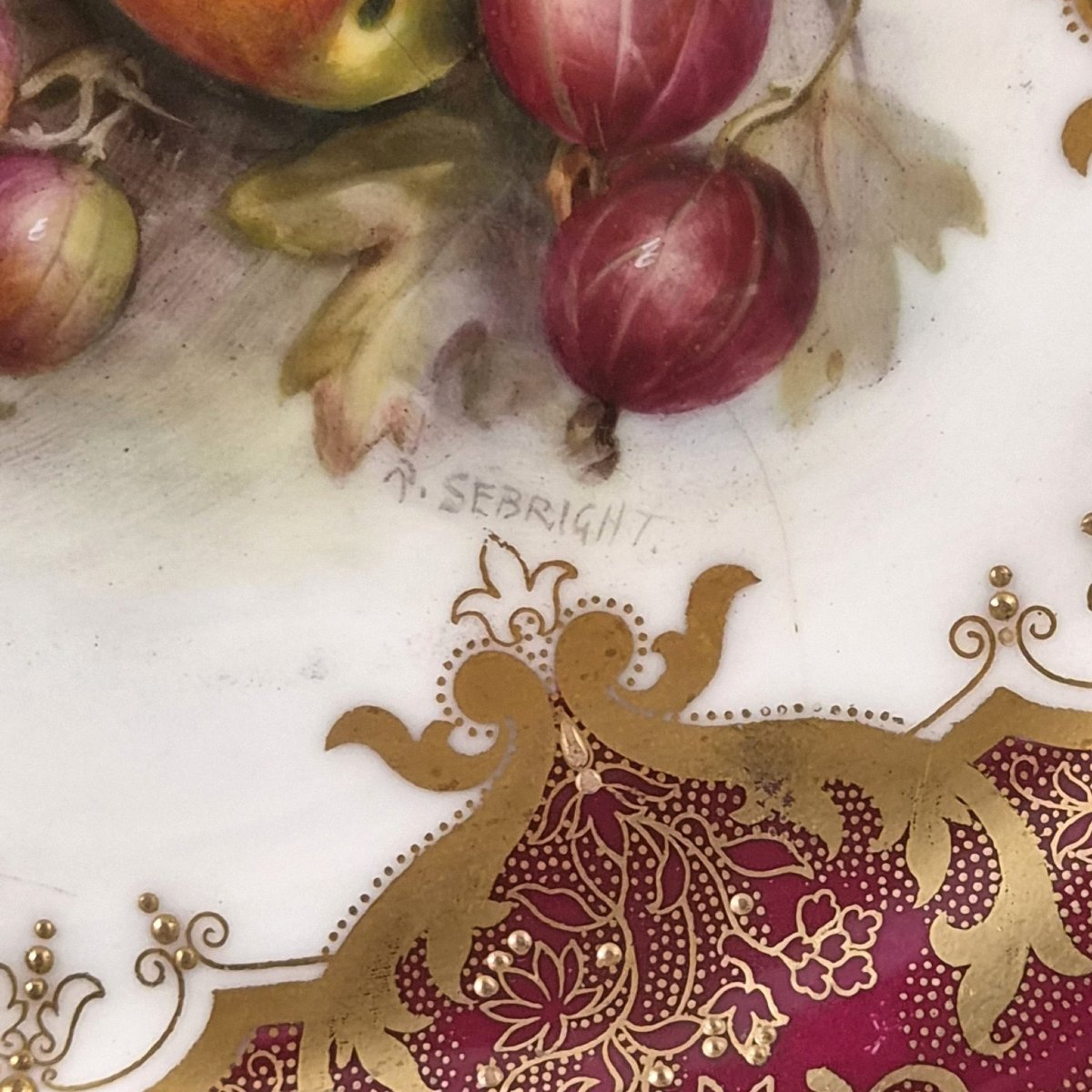 Assiette de cabinet Royal Worcester « Painted Fruit » par Richard Sebright, 1918-photo-2