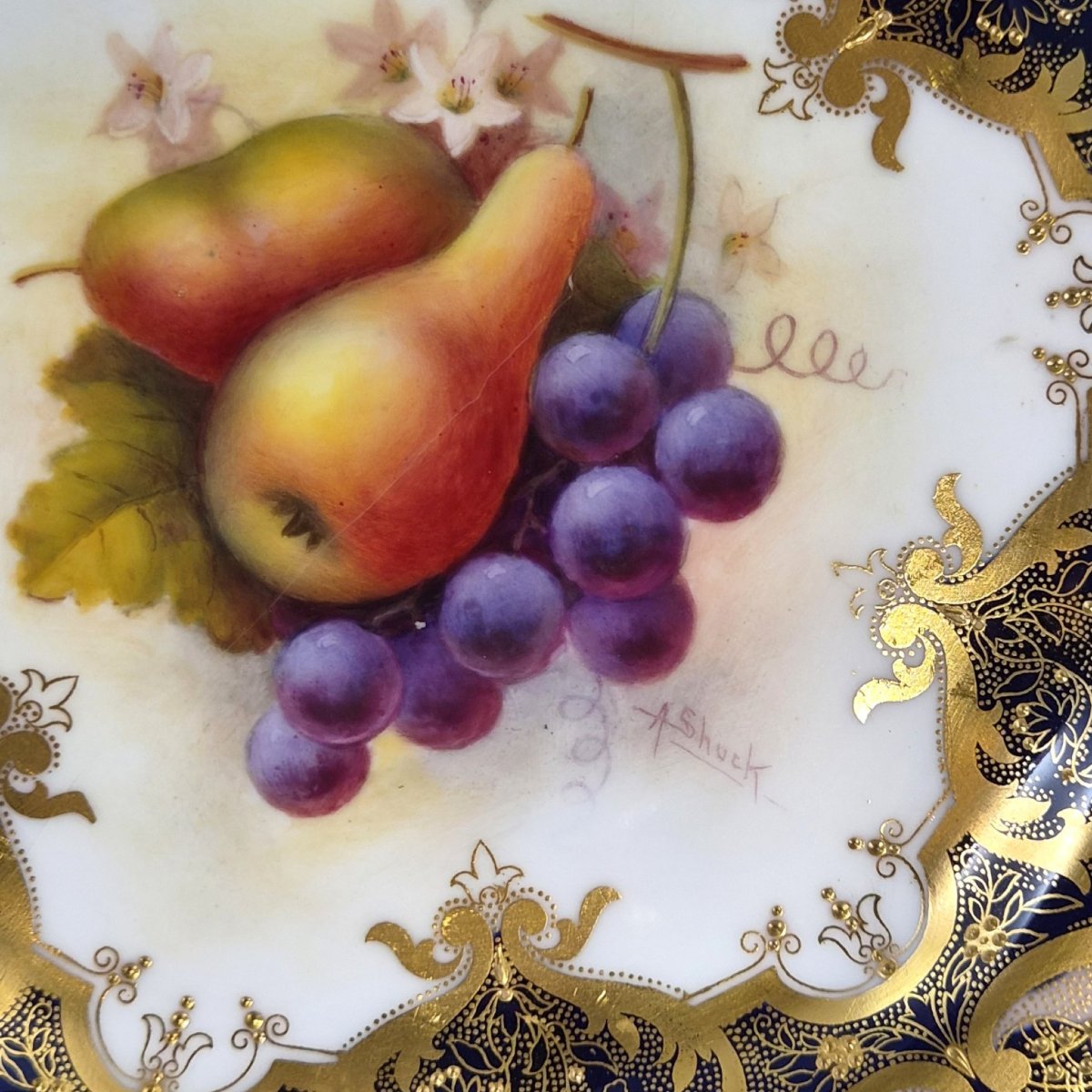 Assiette de cabinet Royal Worcester « Painted Fruit » par Albert Shuck, 1928-photo-1