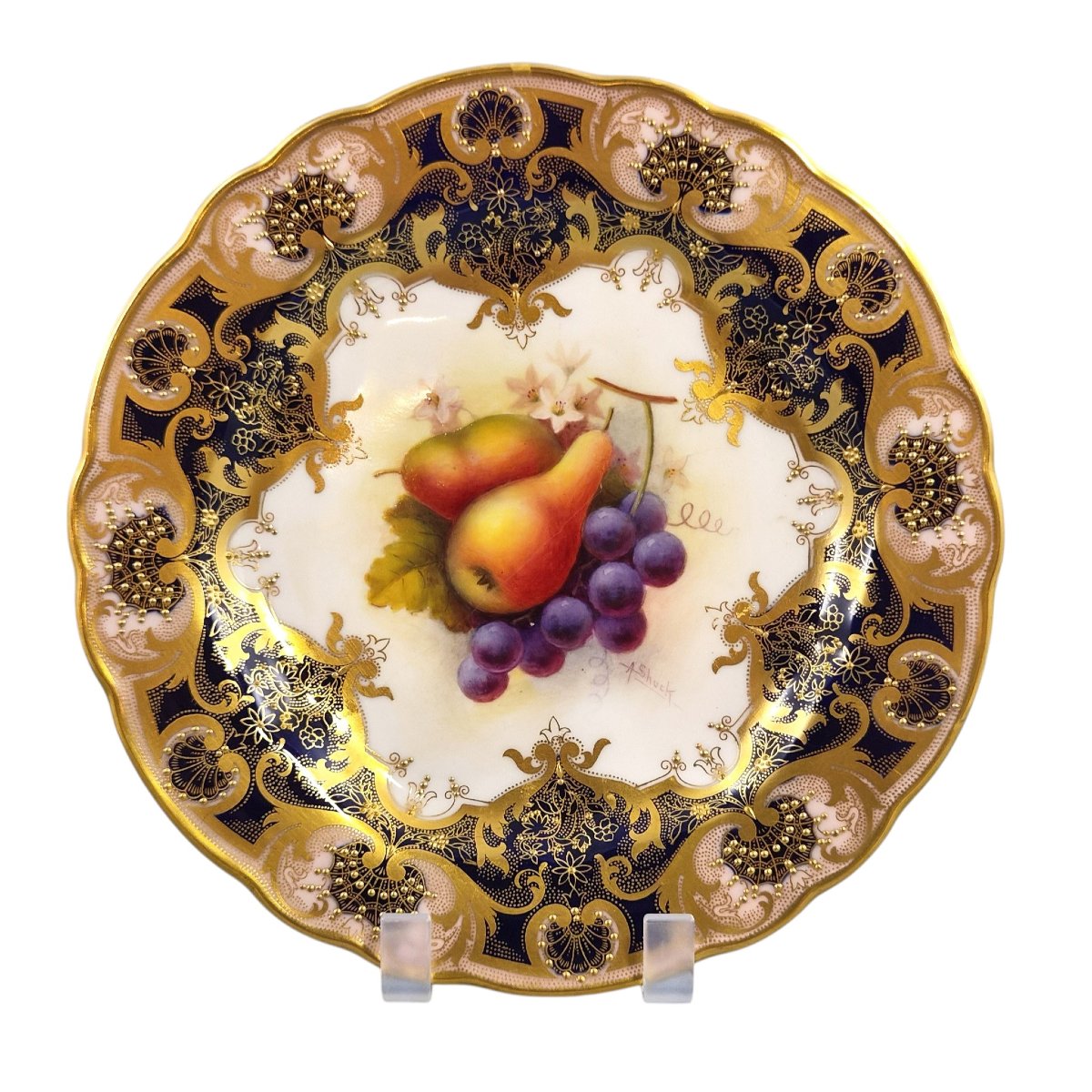 Assiette de cabinet Royal Worcester « Painted Fruit » par Albert Shuck, 1928-photo-4