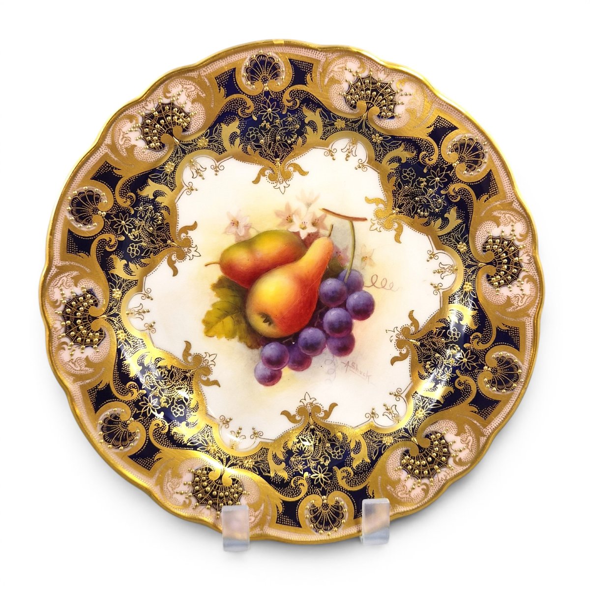Assiette de cabinet Royal Worcester « Painted Fruit » par Albert Shuck, 1928
