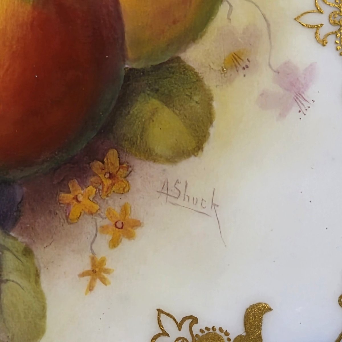 Royal Worcester Albert Shuck Signed Hand-painted Fruit Cabinet Plate, 1918-photo-2