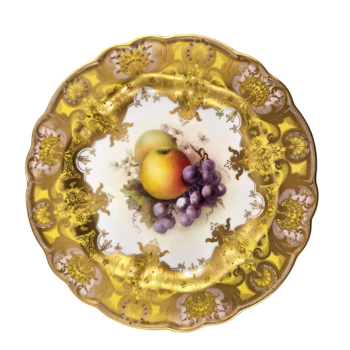 Assiette de cabinet Royal Worcester « Painted Fruit » signée Richard Sebright, 1911-photo-3